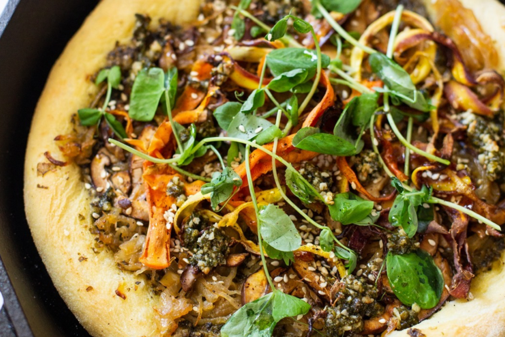 Cast Iron Seaweed Pesto Pizza