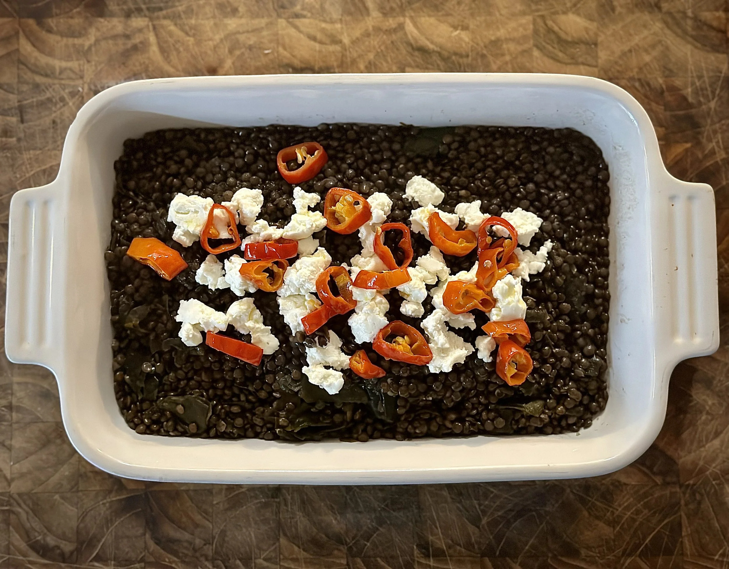 Alaskan Kombu, Beluga Lentils, Goat Cheese & Peppers