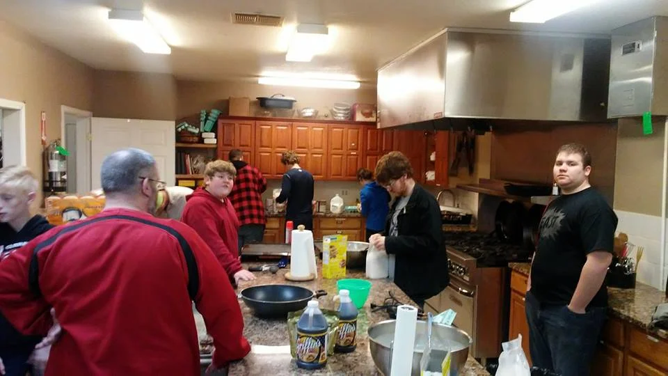 The youth cooked a pancake breakfast for our church.