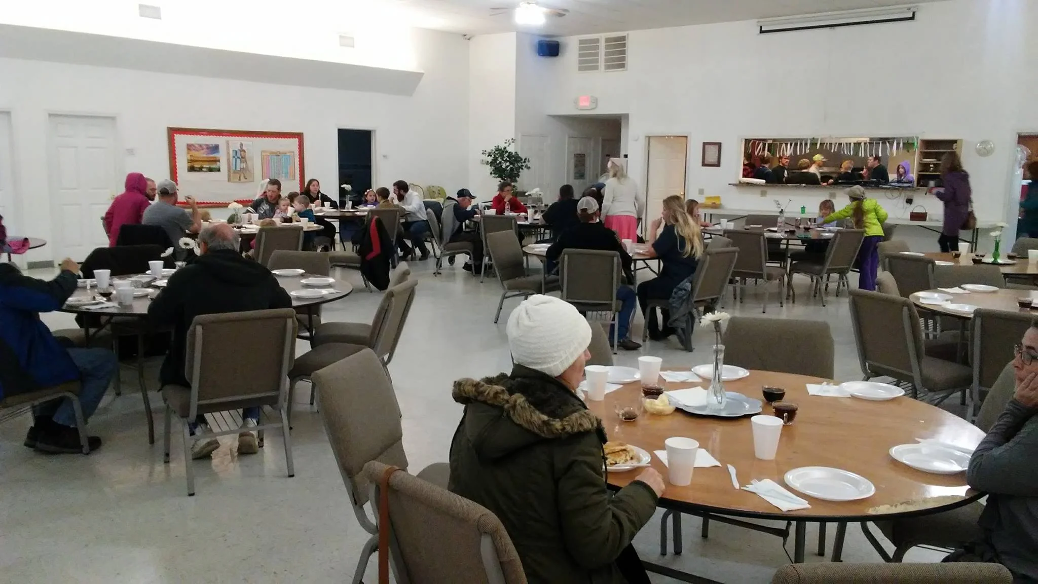 The youth cooked a pancake breakfast for our church.