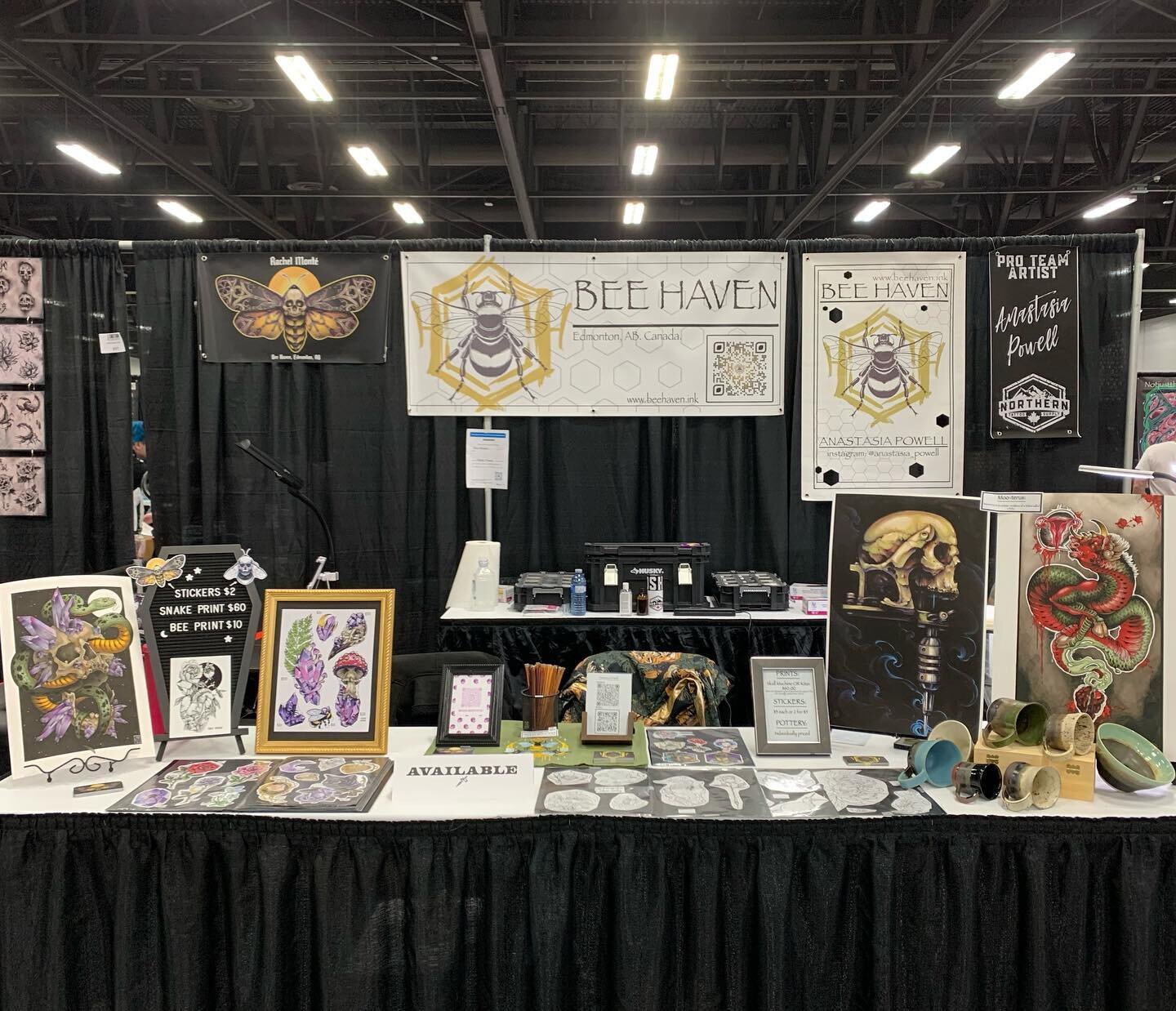 We&rsquo;re all set up at the @edmontontattooshow and ready to tattoo! Come say hi and get a tattoo! 

#tattoo #tattooartist #yegtattoo #yegtattooartist #albertatattoo #edmonton #edmontontattoo #yeg #flashtattoo #neotrad #neotraditional #illustrative