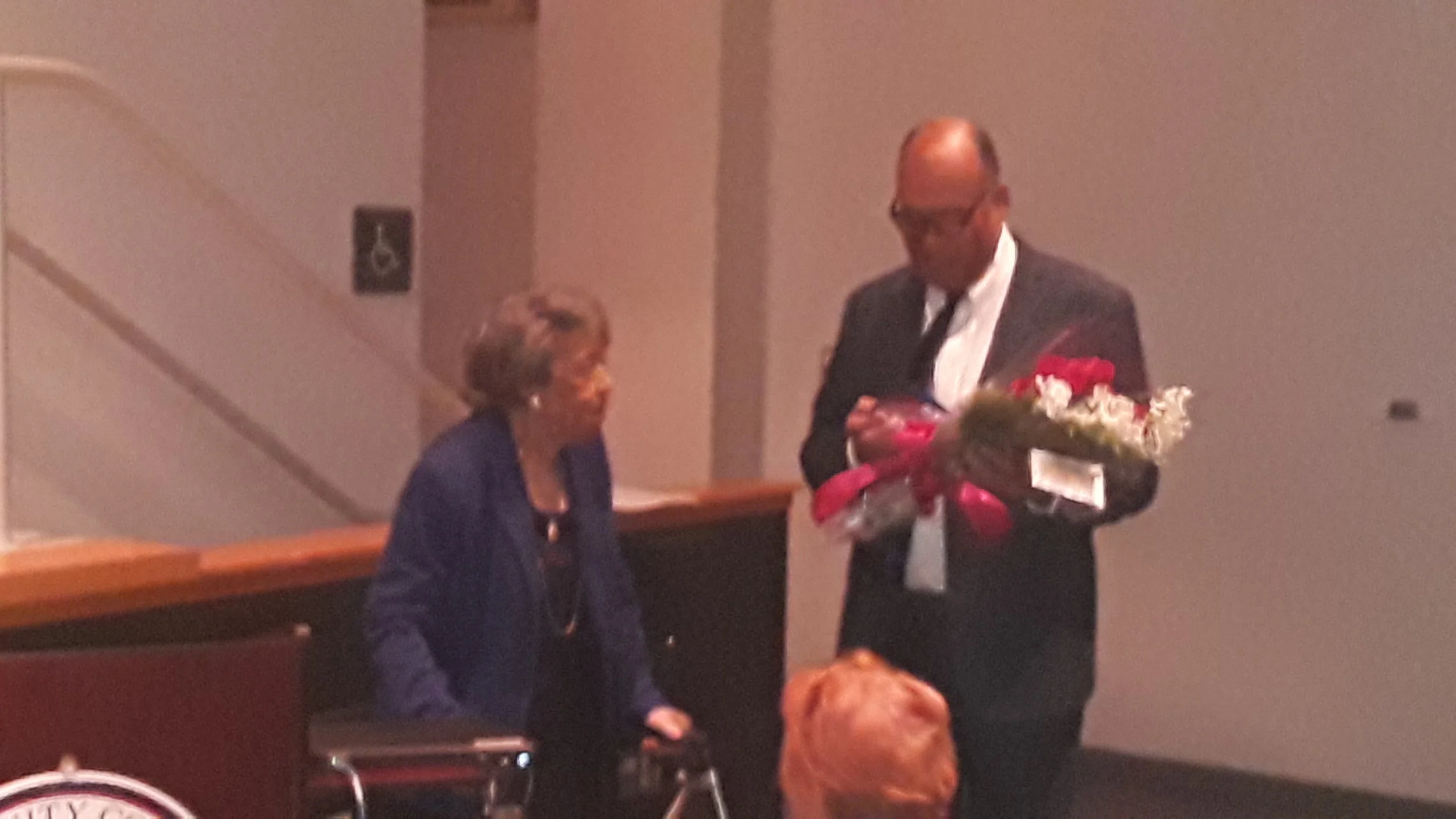 Alma Speed Fox accepts an honor.