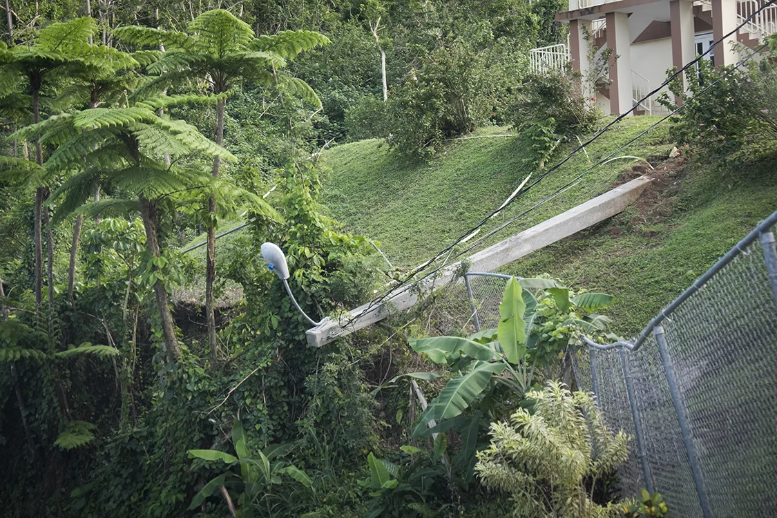 Downed power lines cover most of the island.