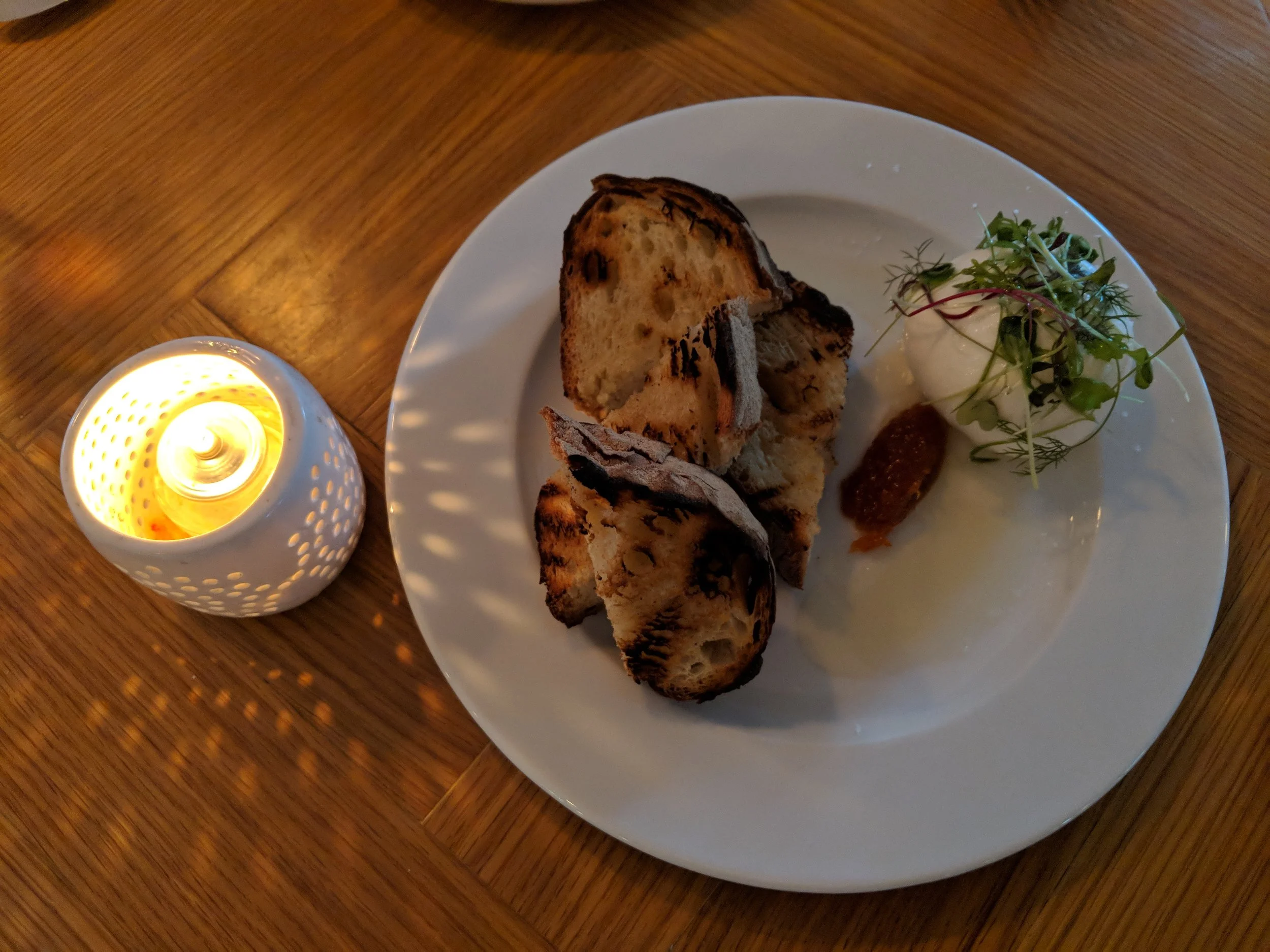 Burata & Tomato Jam With Bread, photographed by Christy Stone
