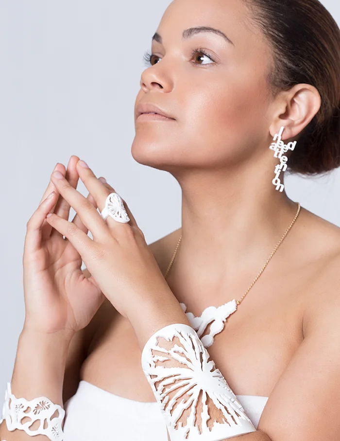 Y.Han Plexi collection in white. Photo by: Jessica Tiffany