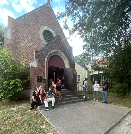 Photograph of NorthStar Church for the Arts entrance.