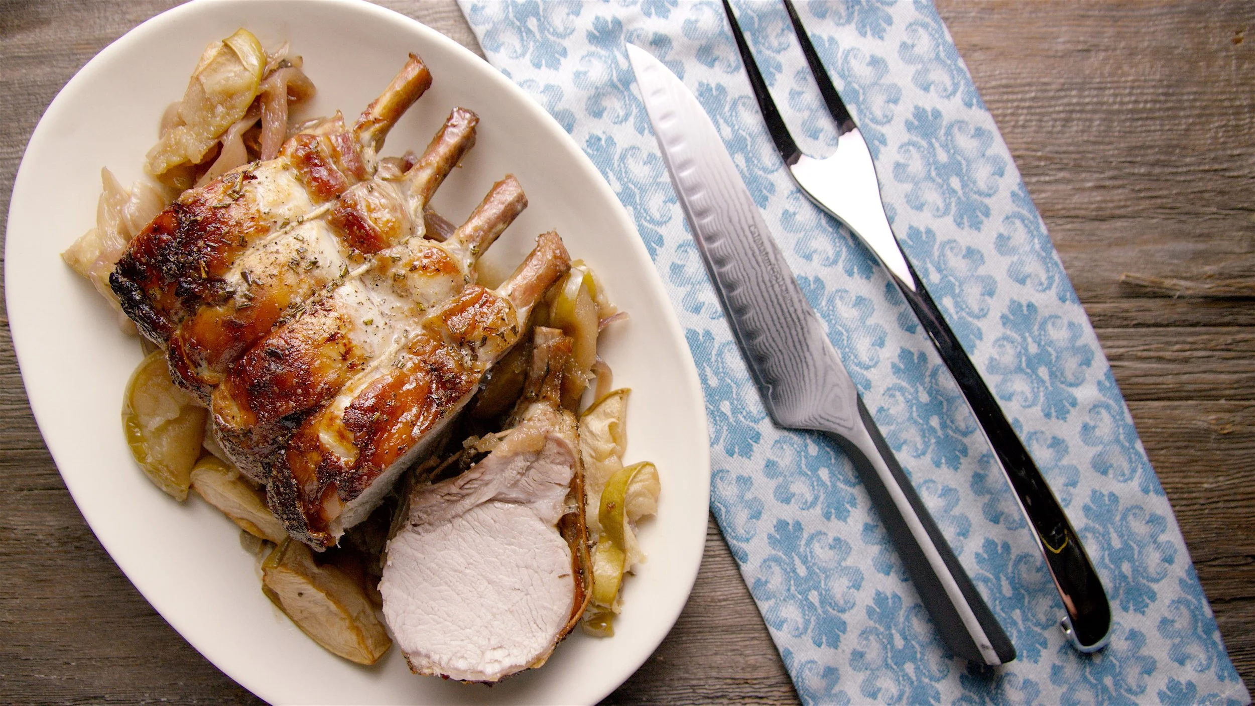 Roast Rack Of Pork With Apples — Glen & Friends Cooking