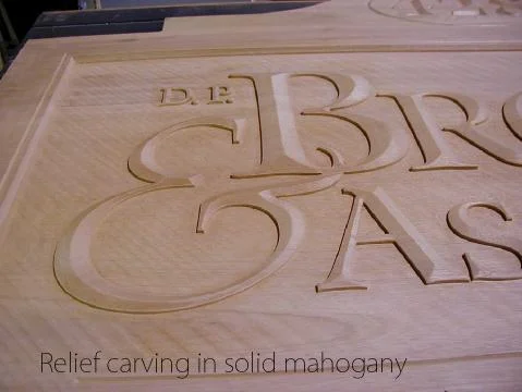 Relief carving in solid mahogany