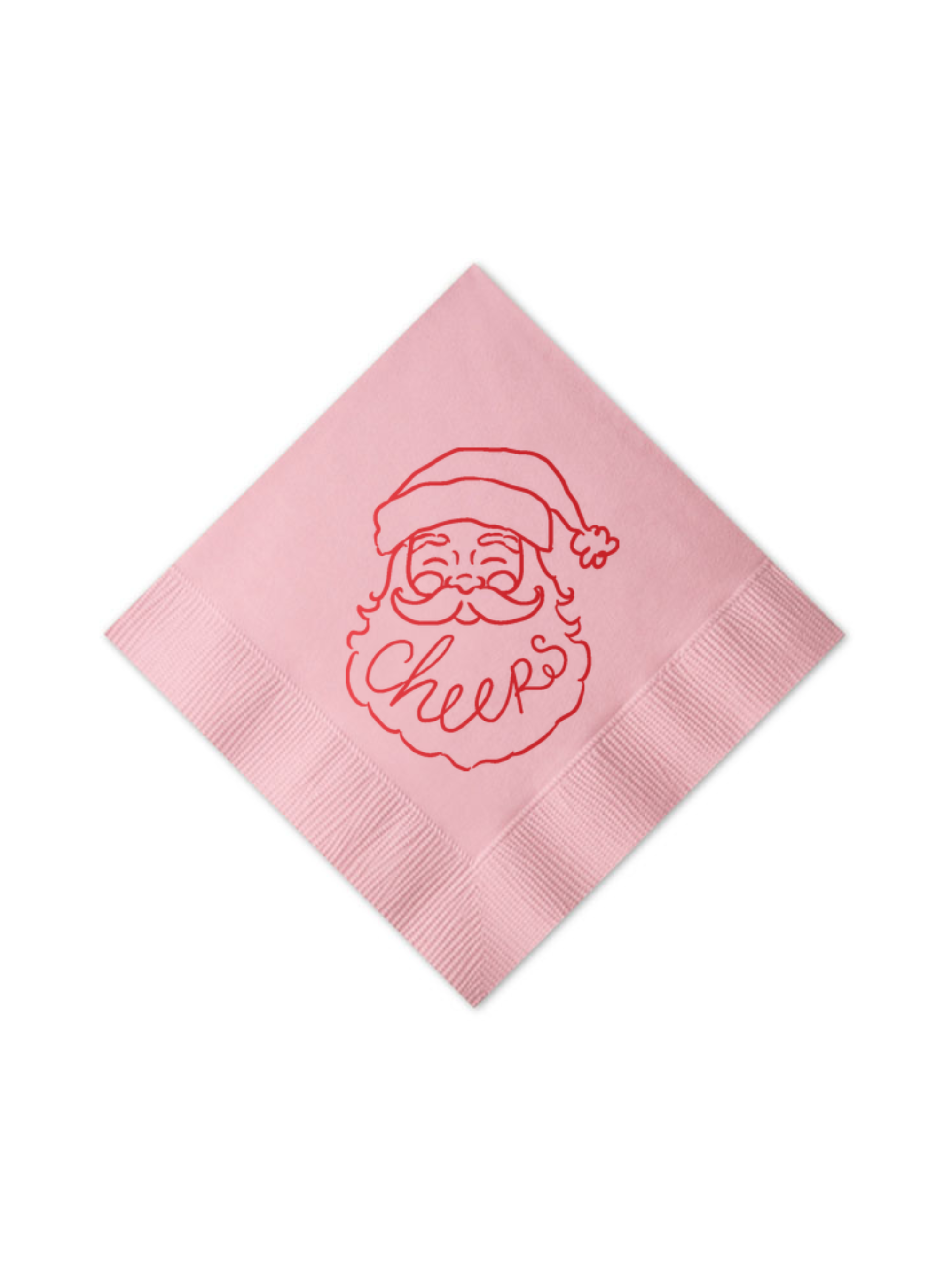 Santa Says Cheers Cocktail Napkins, Pink with Red Foil