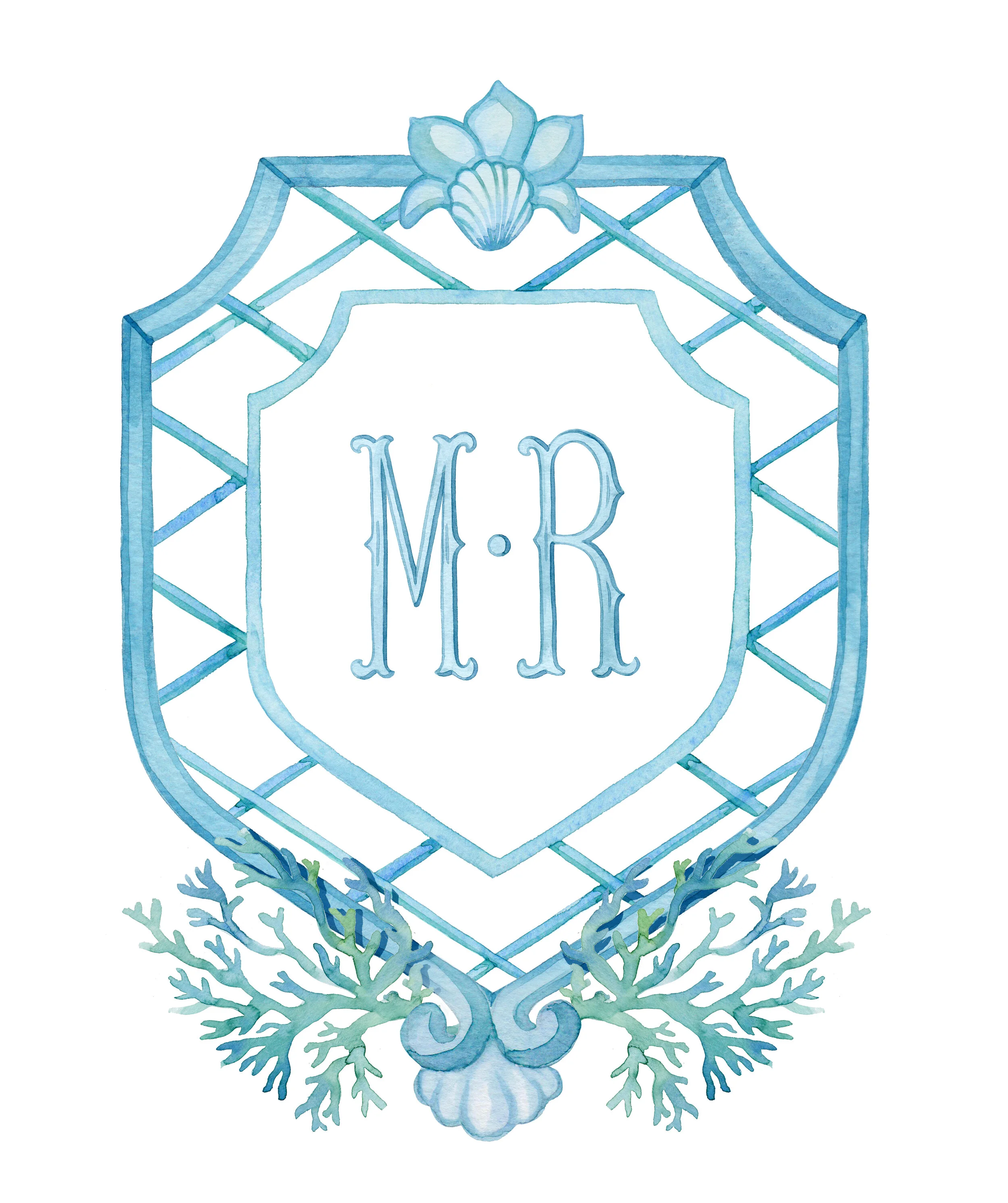 Custom Watercolor Crests + Monograms for Weddings — Ellen Davis Creative
