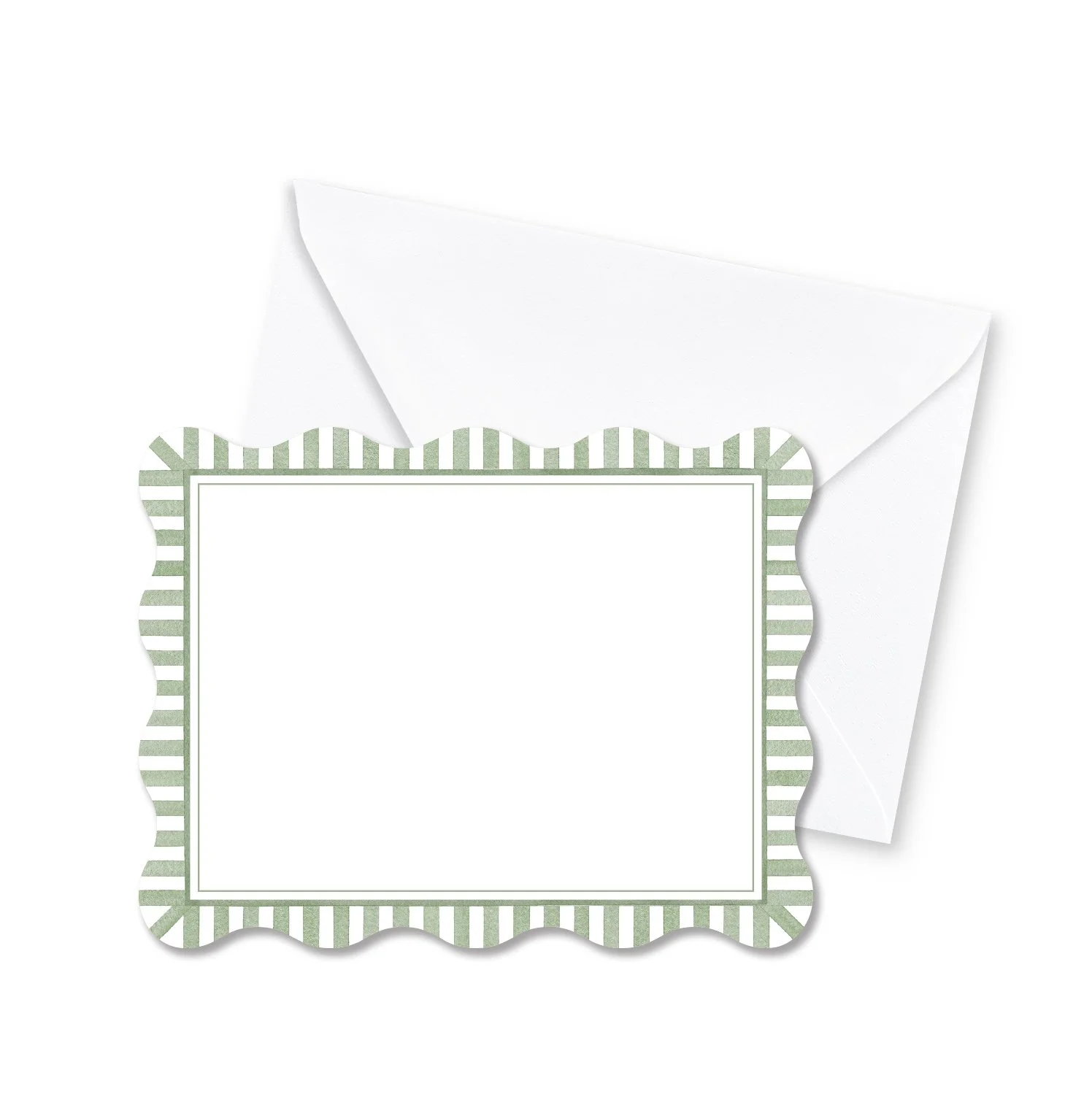 Green Stripe Flat Notecard Set