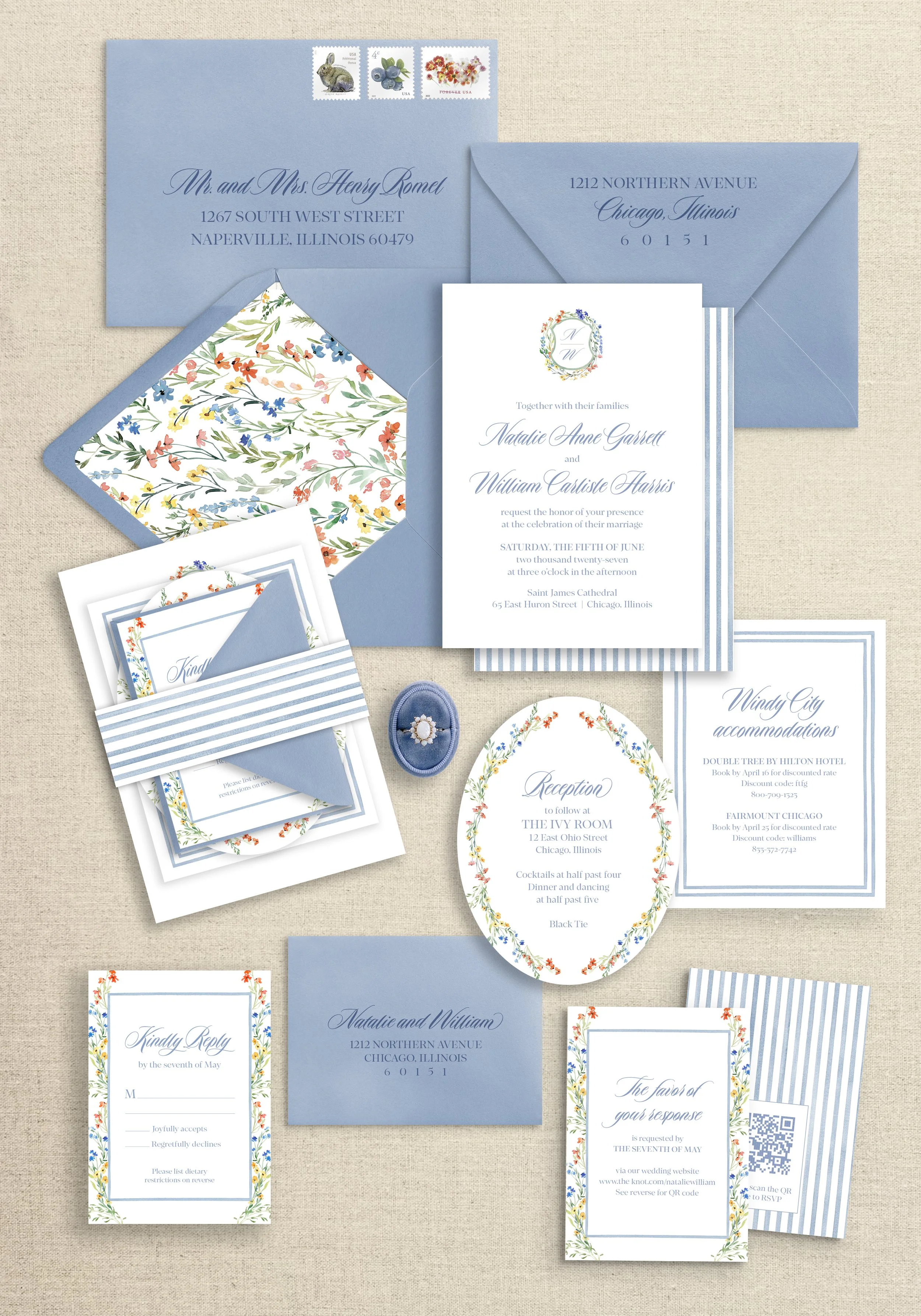 Watercolor Wildflowers Wedding Invitation