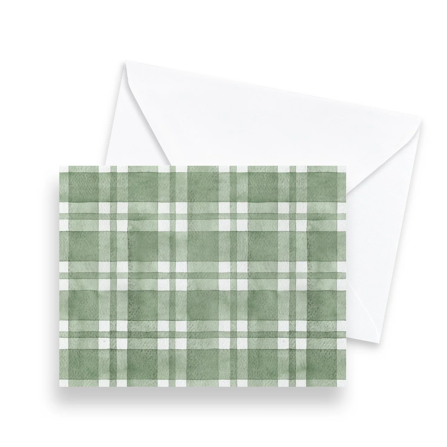 Green Plaid Notecards