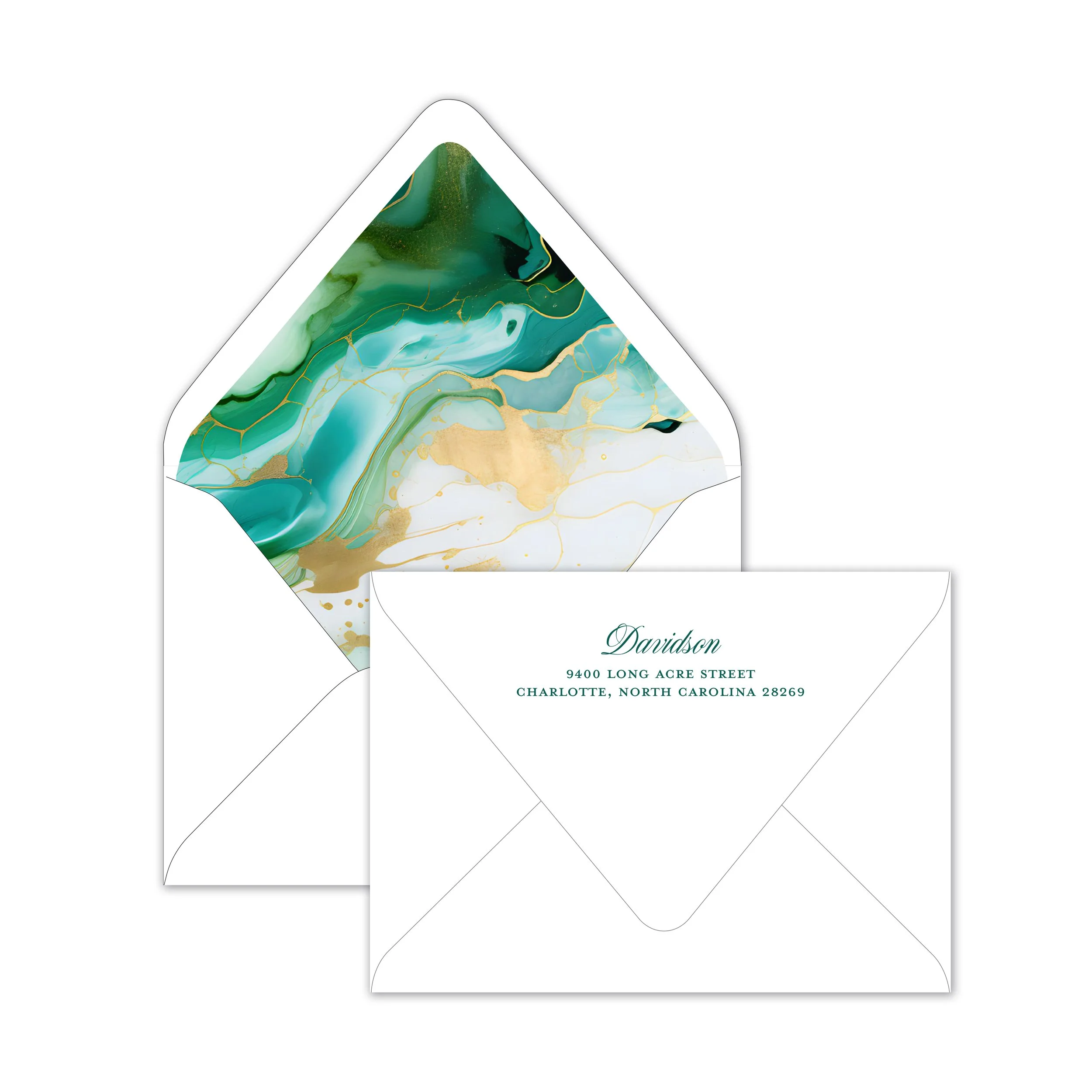 Green Marbled Envelope Liners