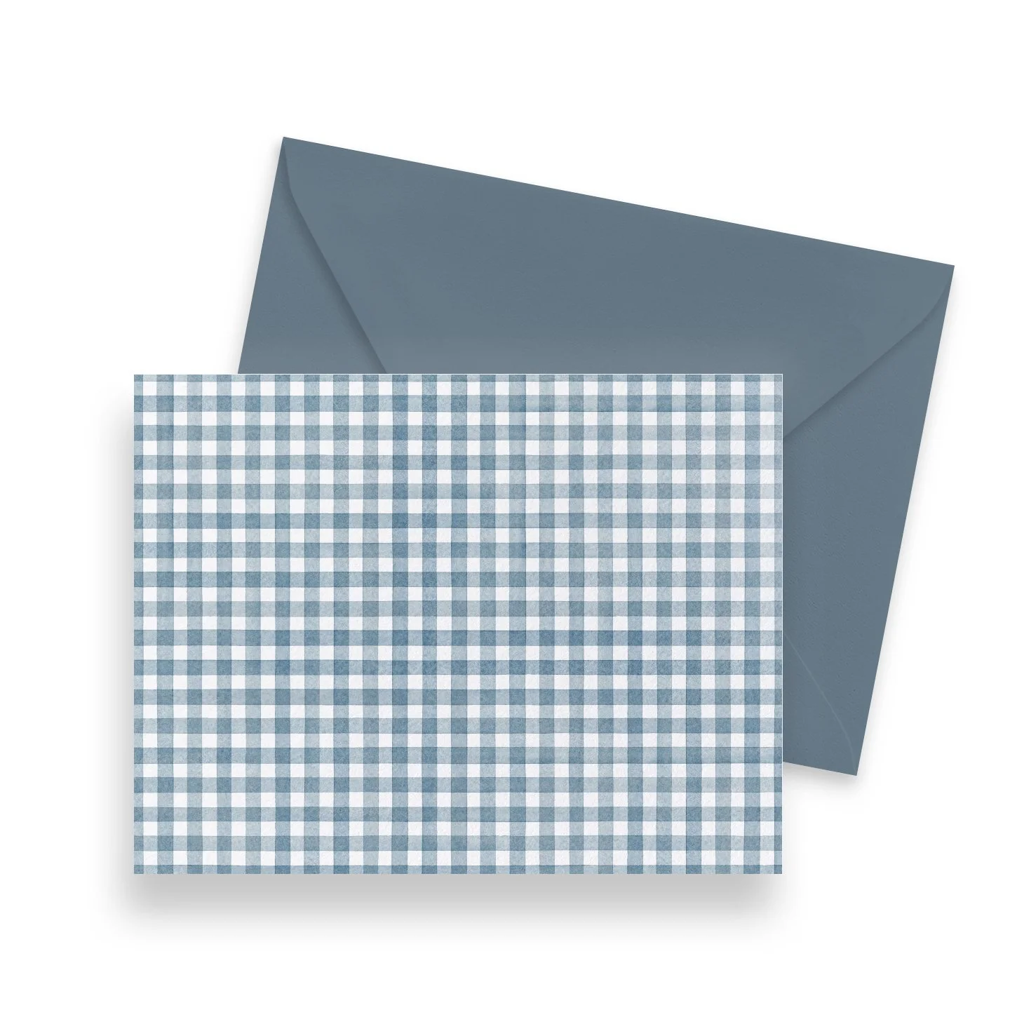 Steel Blue Gingham Notecards Set
