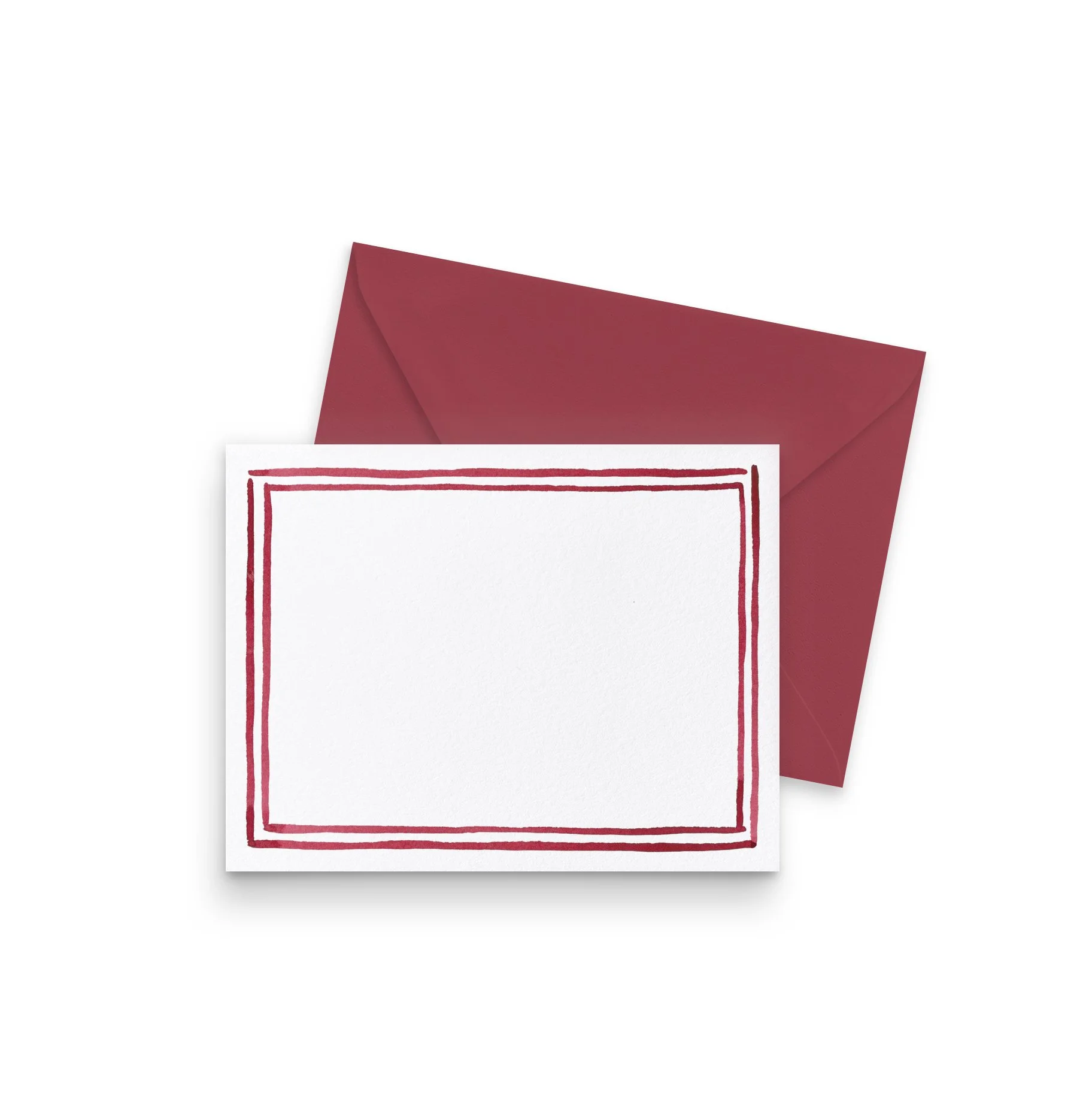 Deep Red Double Stripe Notecard Set