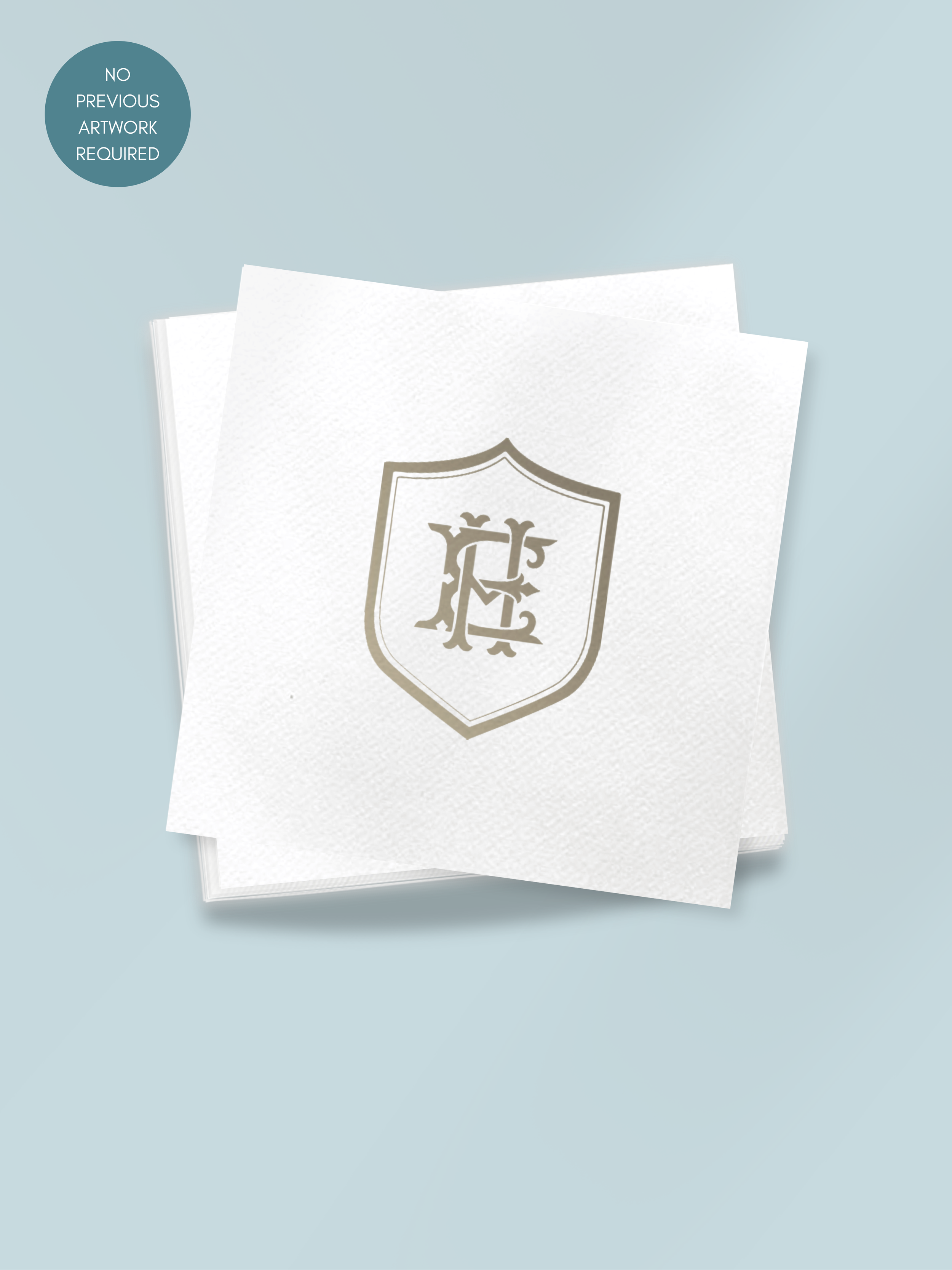 Couple's Crest Linen-Like Cocktail Napkins - Foil Monogram