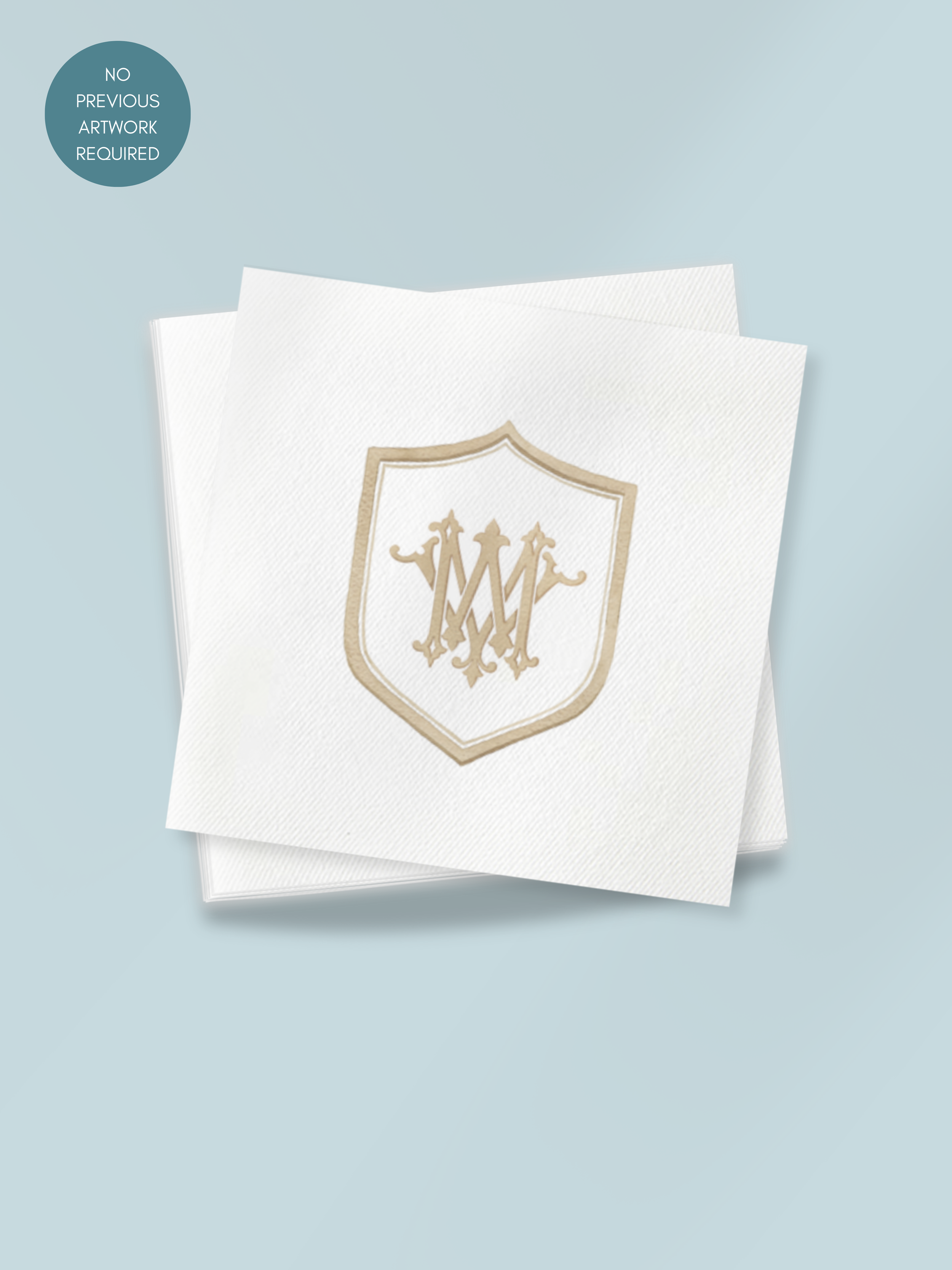 Watercolor Couple’s Crest Linen-Like Cocktail Napkins