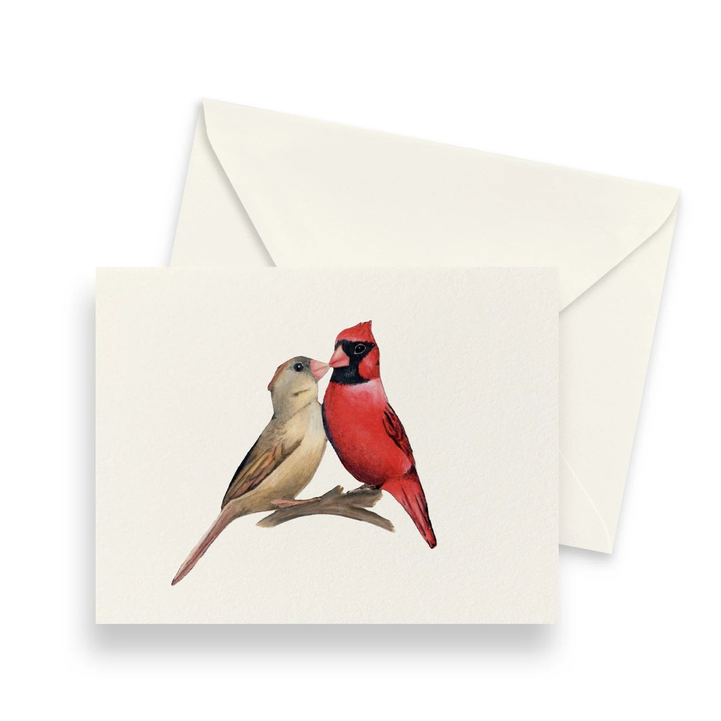 Kissing Cardinals Folded Notecard Set