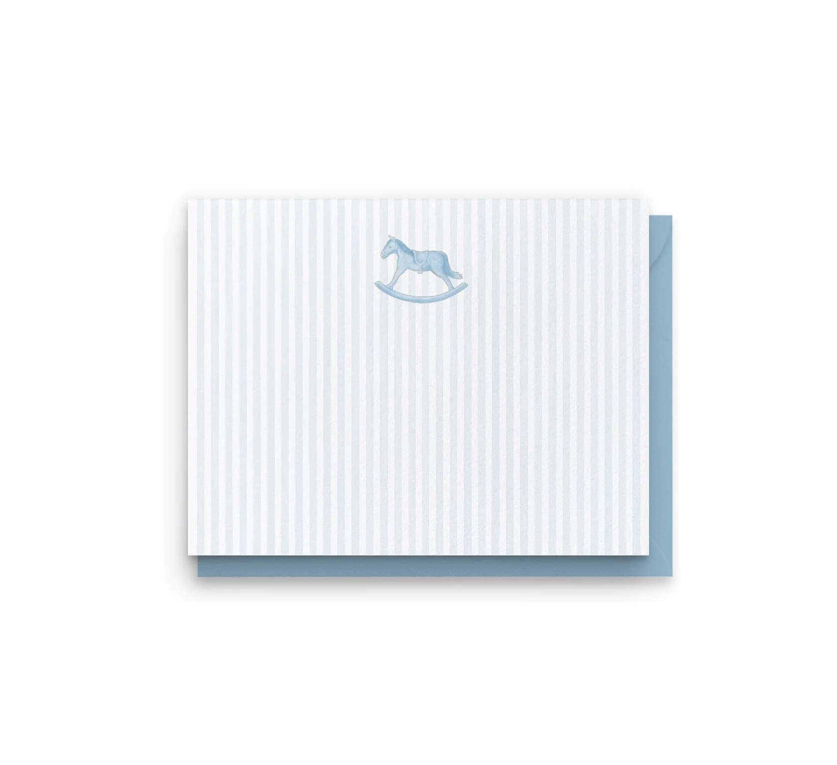 Blue Rocking Horse Striped Notecards Set