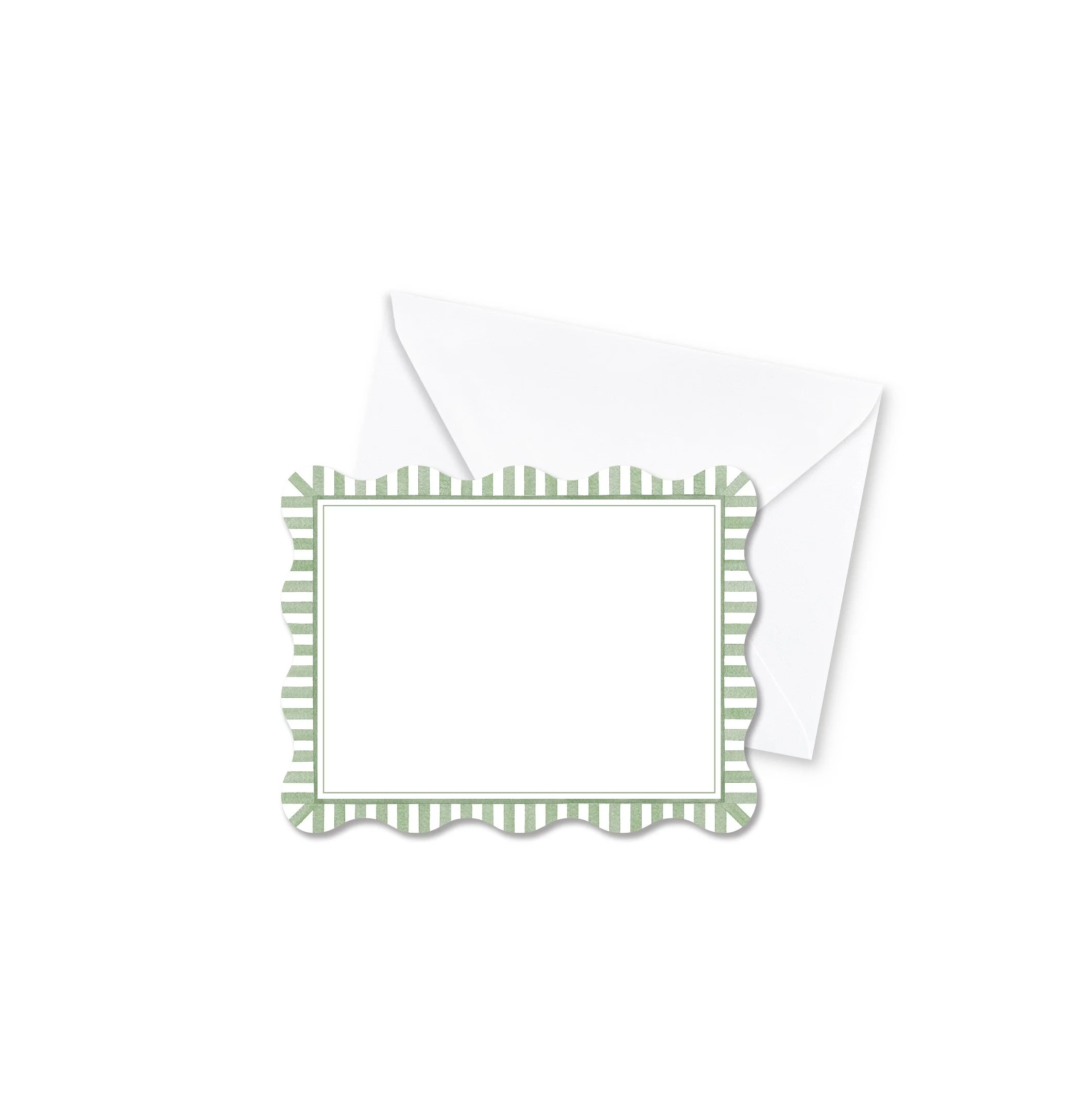 Green Stripe Flat Notecard Set