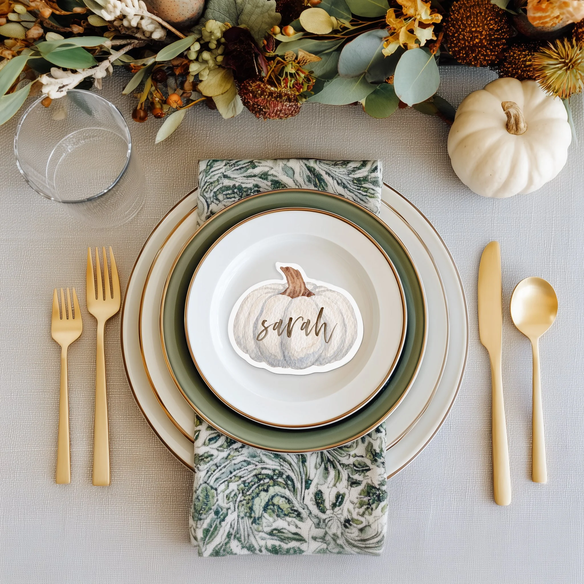 White Pumpkin Place Cards