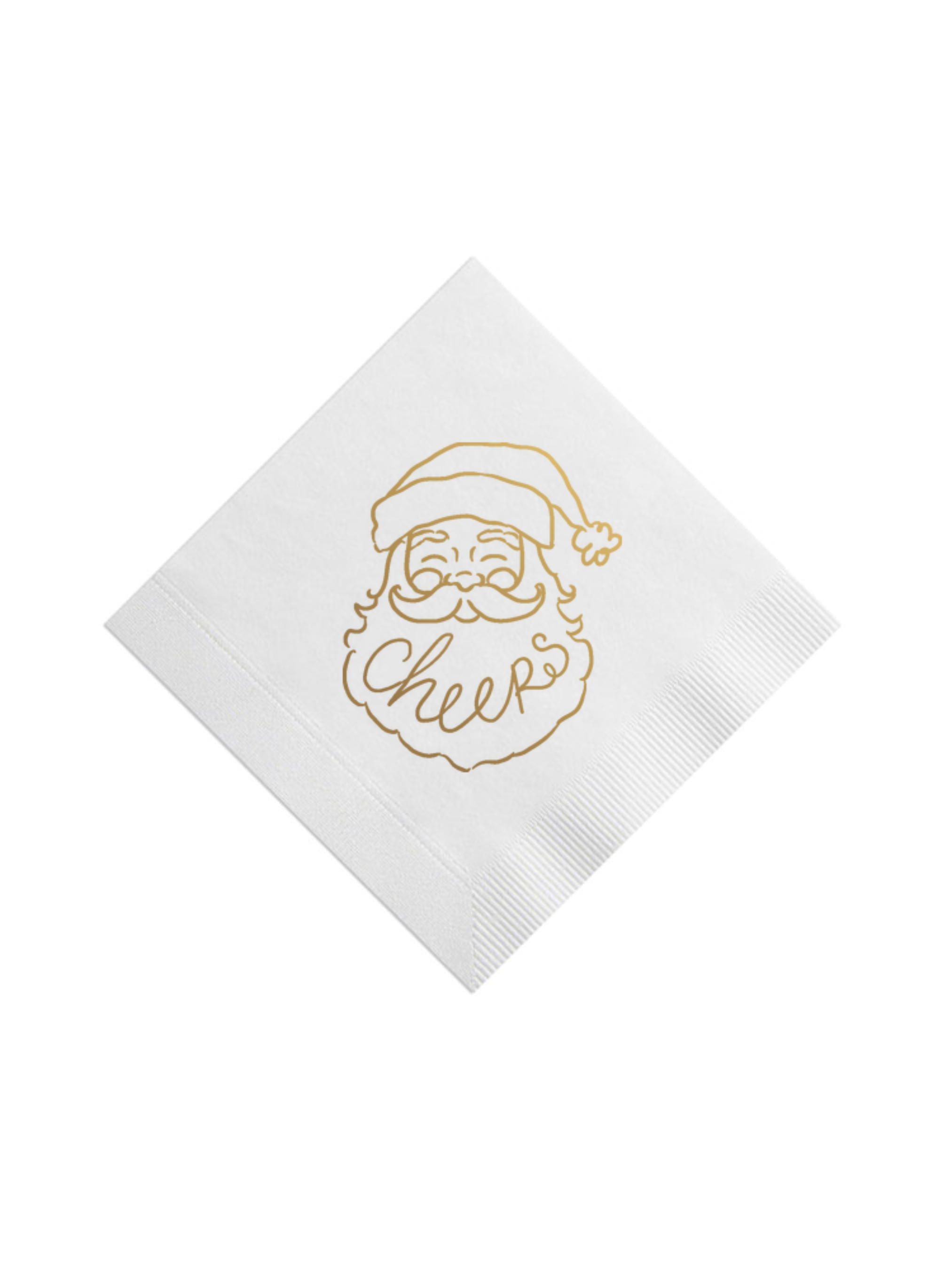 Santa Says Cheers Cocktail Napkins, White with Gold Foil