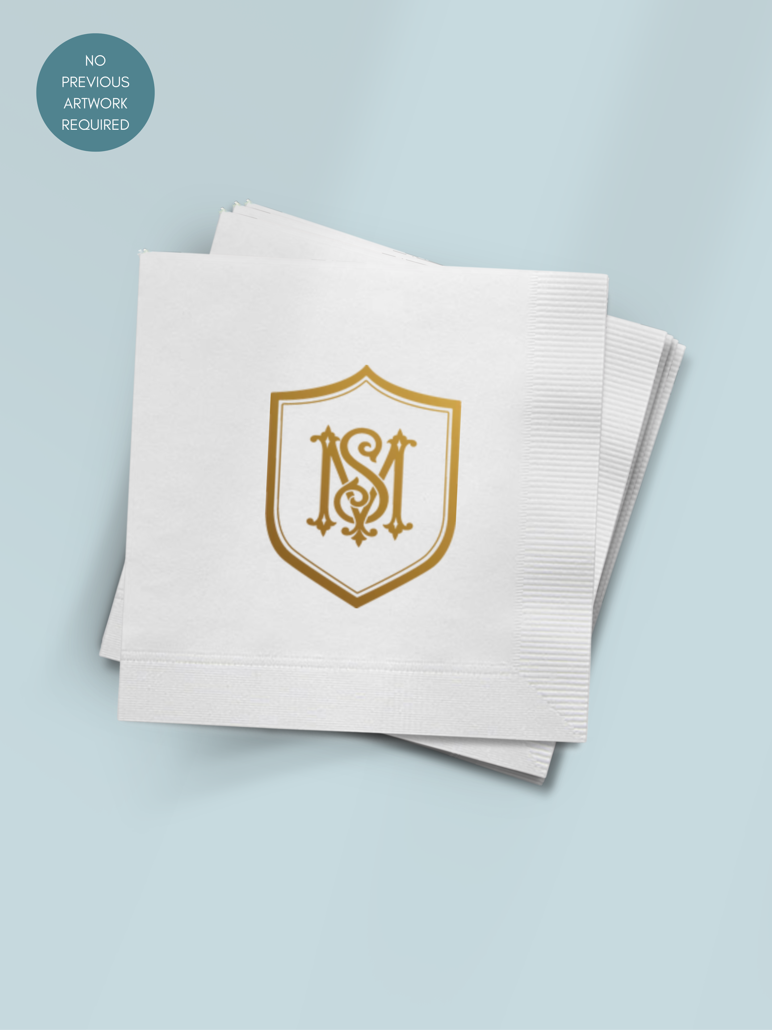 Couple's Crest Standard Cocktail Napkins - Foil Monogram