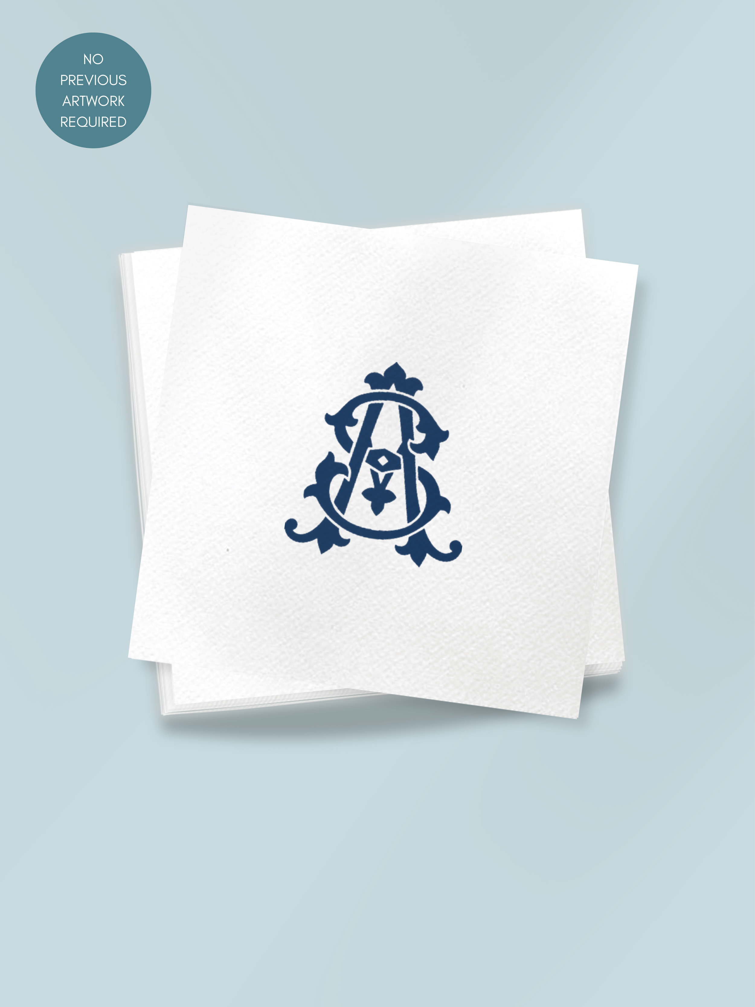 Couple's Monogram Linen-Like Cocktail Napkins - Foil Monogram