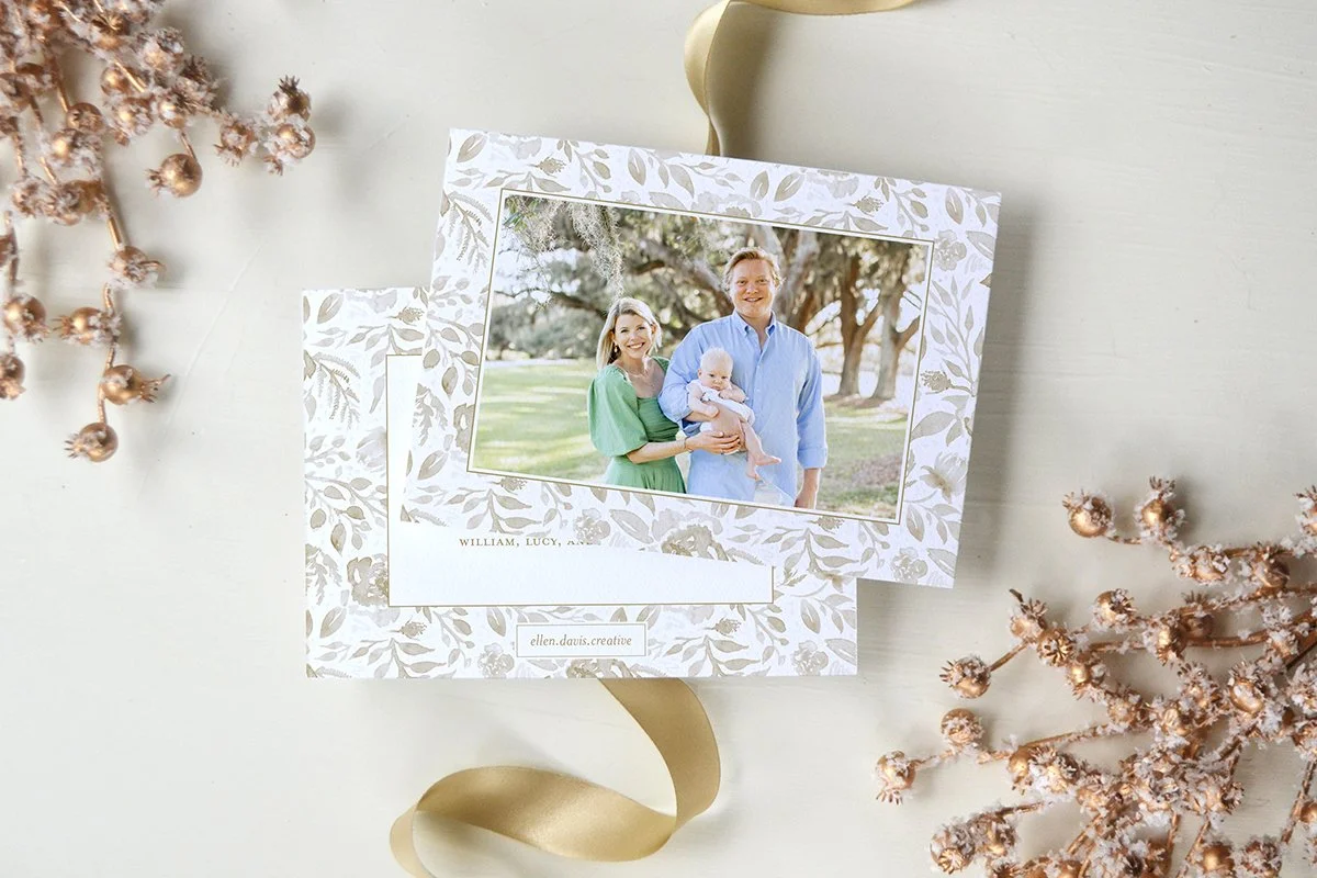 Gold Floral Horizontal Card