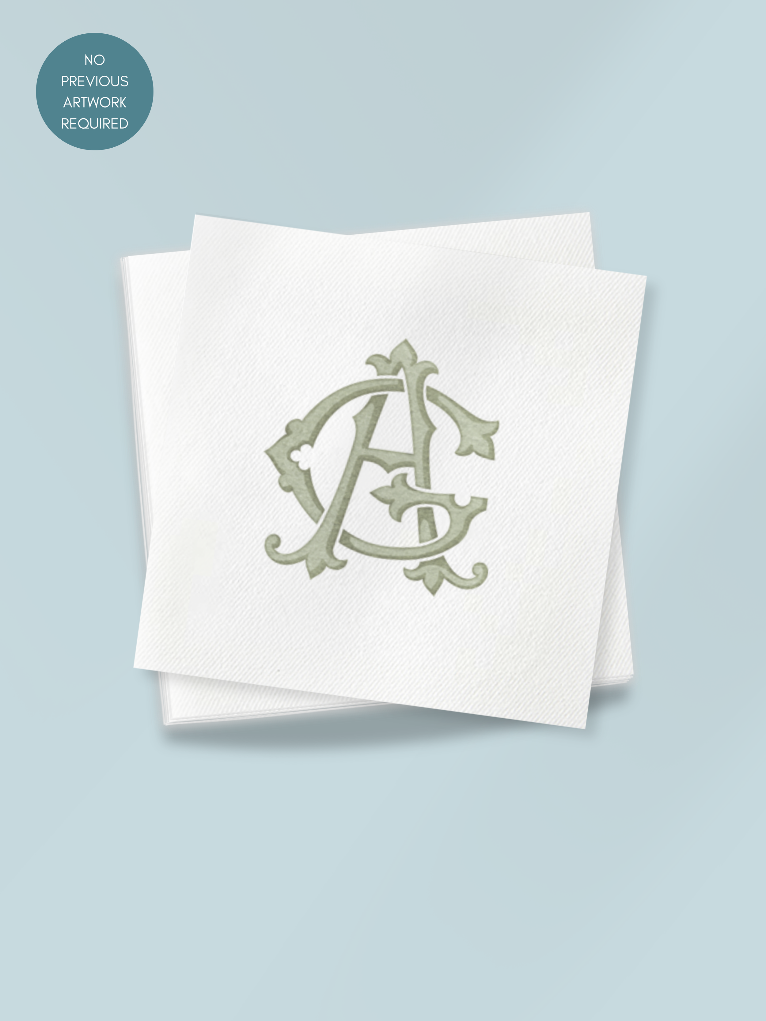Watercolor Couple's Monogram Linen-Like Cocktail Napkins