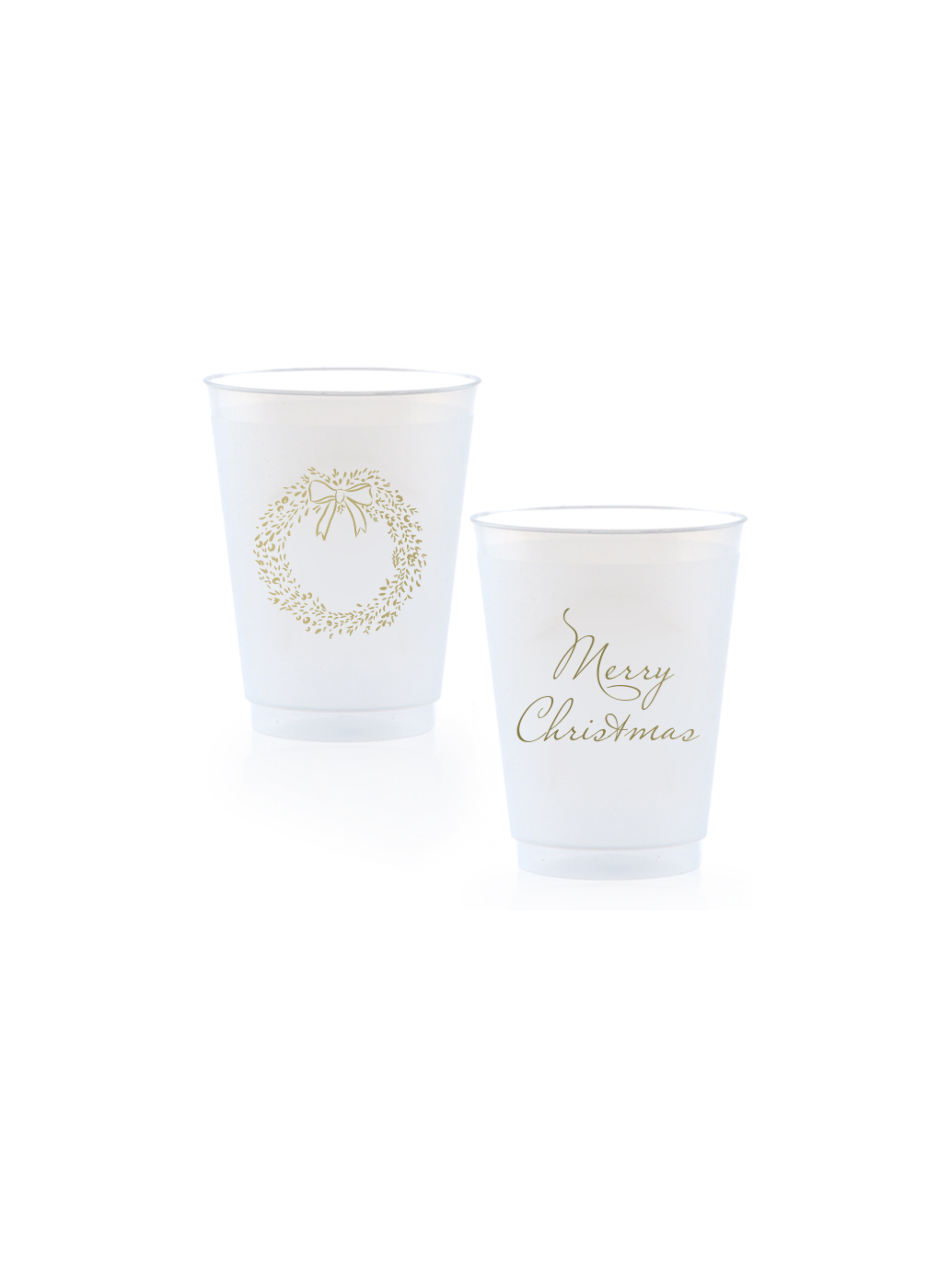 Gold Wreath Merry Christmas Cups