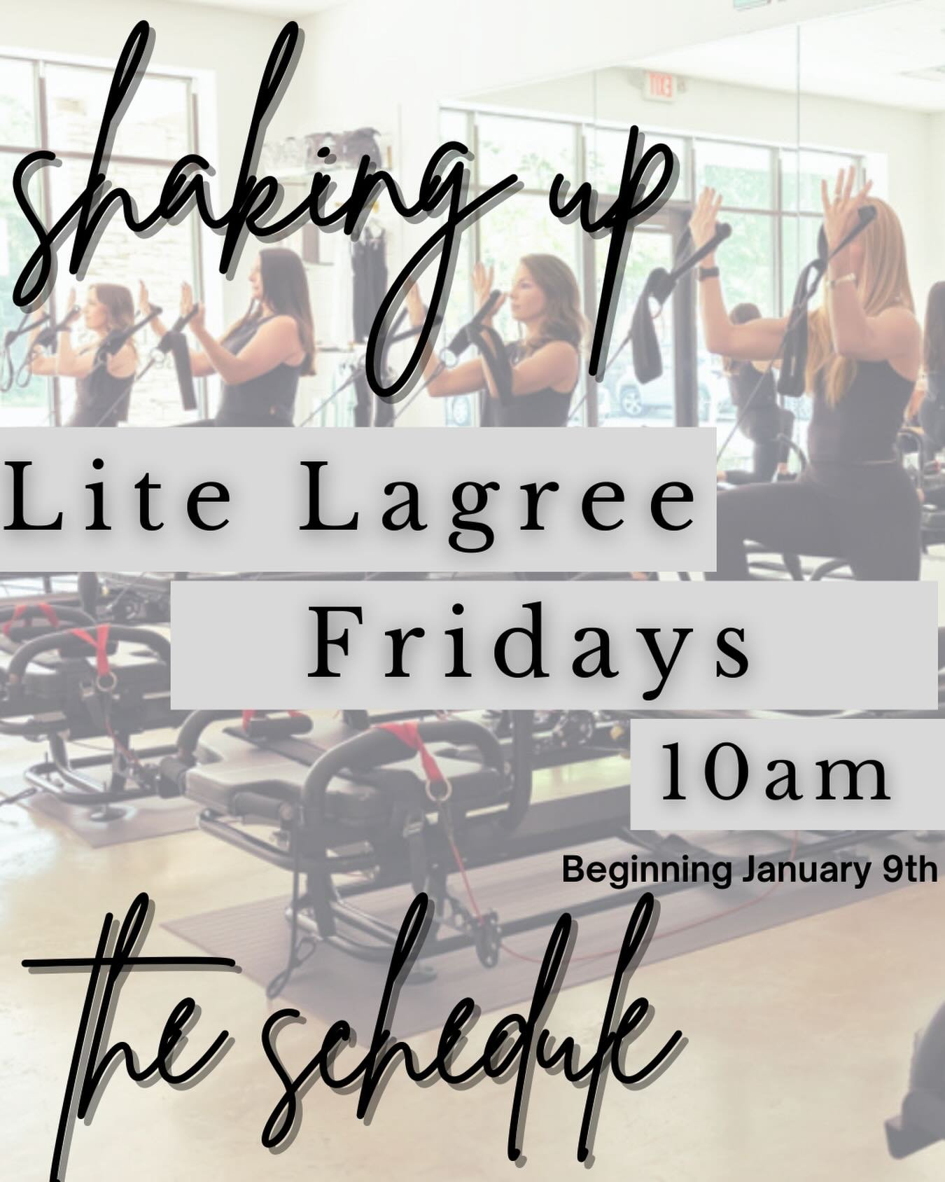 We are shaking up the schedule a bit as we ring in 2026! ✨Join Sunni on Fridays at 10am for Lite Lagree beginning January 9th!✨ #lagree #studiorevla