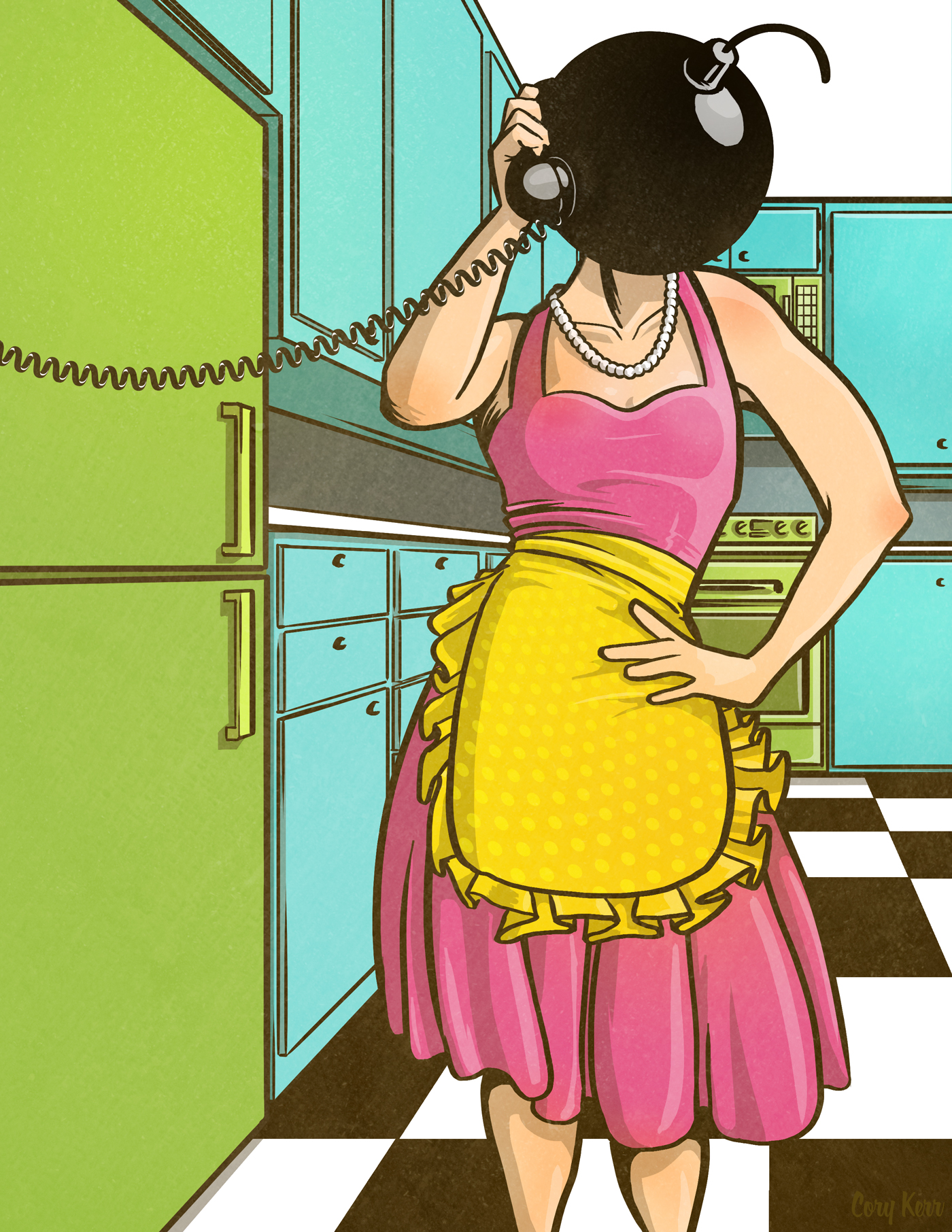Bombshell Housewife Pinup illustration