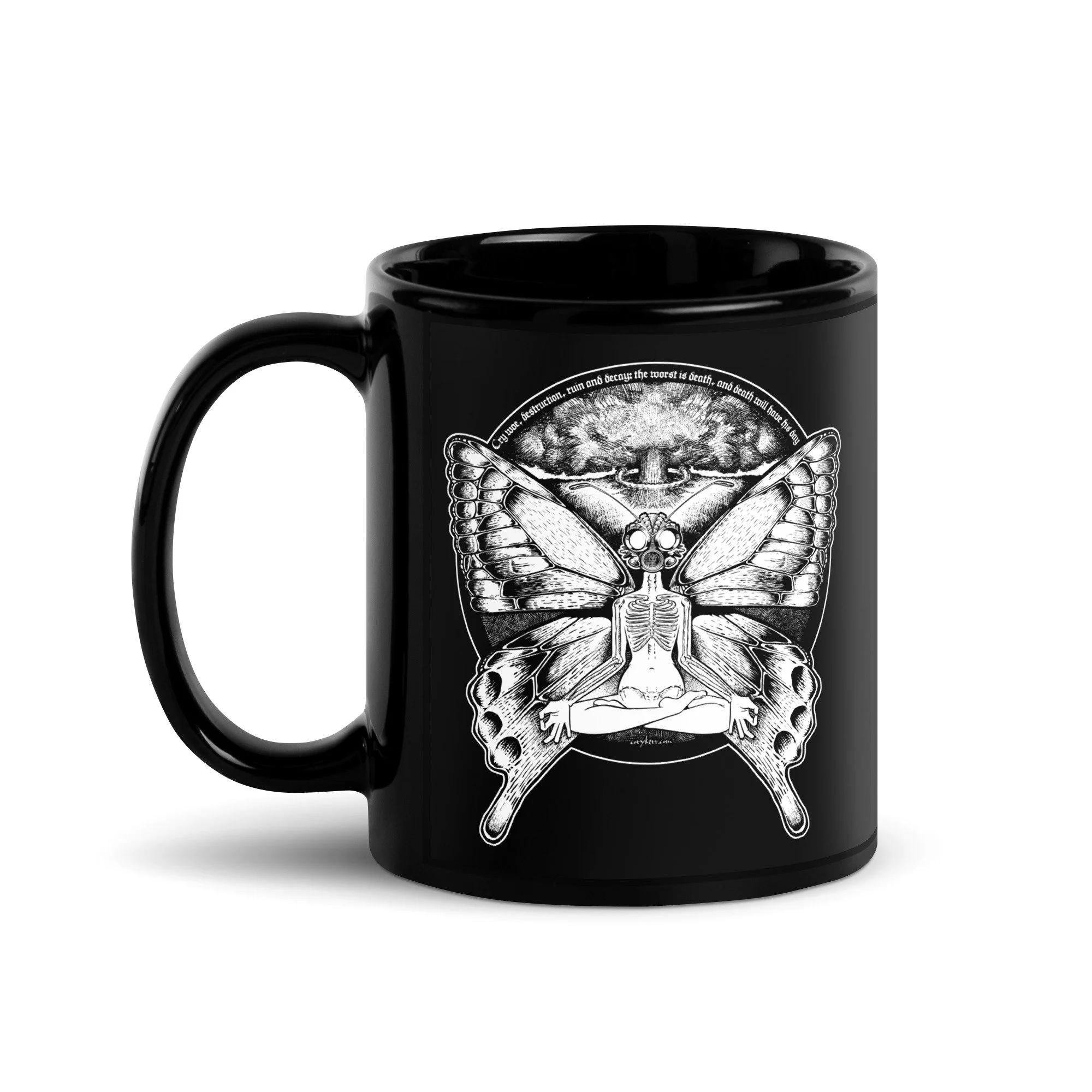 Butterfly Yoga Black Glossy Mug