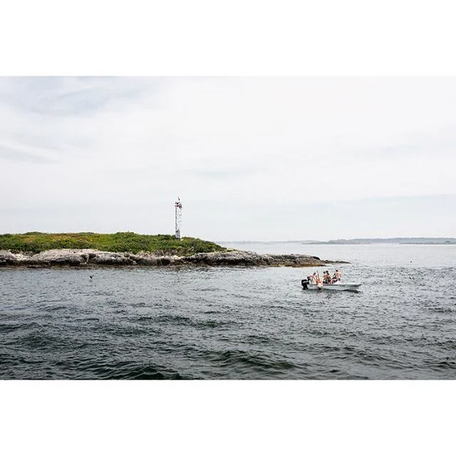 What a perfect summer day. This photo is from a couple of weeks ago, and I just realized this morning that I caught one of the guys in that little overcrowded Whaler mid back flop. #youhavetozoomwayin #MTWOcean #whaleboatisland #mainetheway #mainelif
