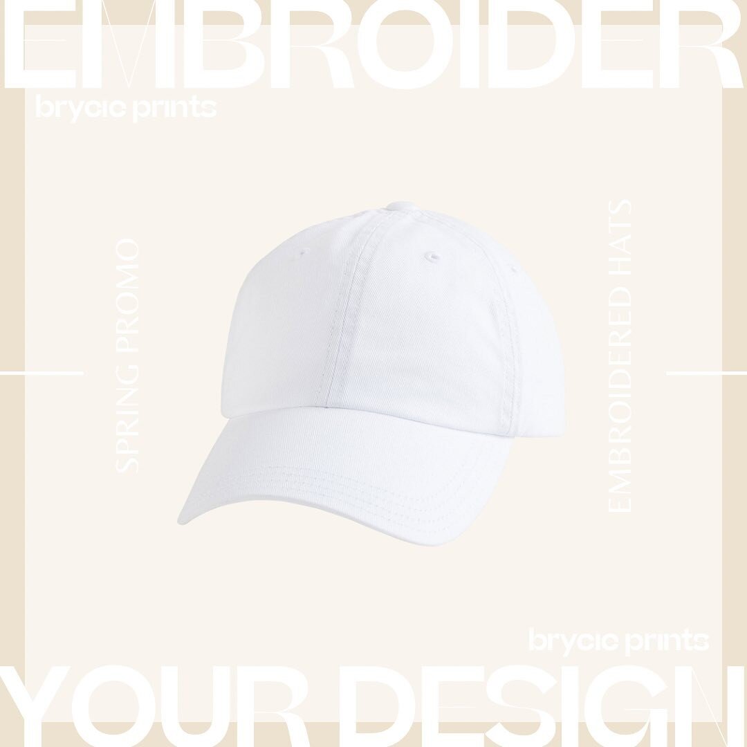 We still have spots left for our embroidered hat offer!  Reach us at hello@brycieprints.com to get started. 

#hat #embroidery #logo #design #custom #brand #branding #smallbusiness #merch #new #sale