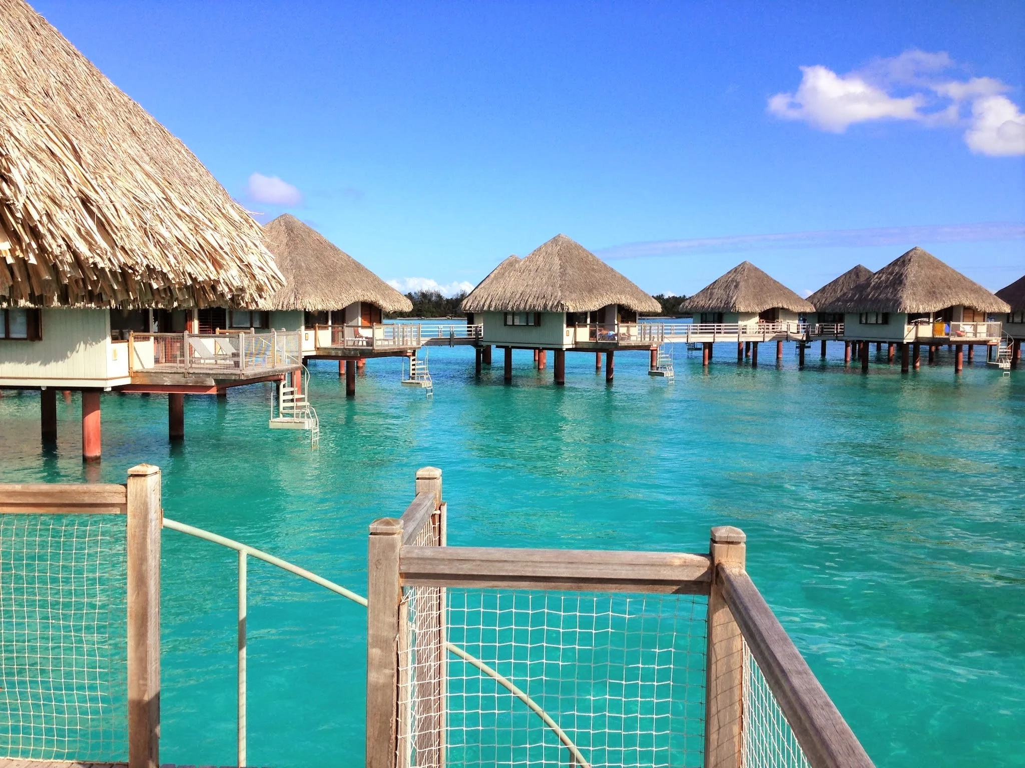 This was the view from our over-water bungalow at Le Meridien. I still can't get over that crystal clear water!