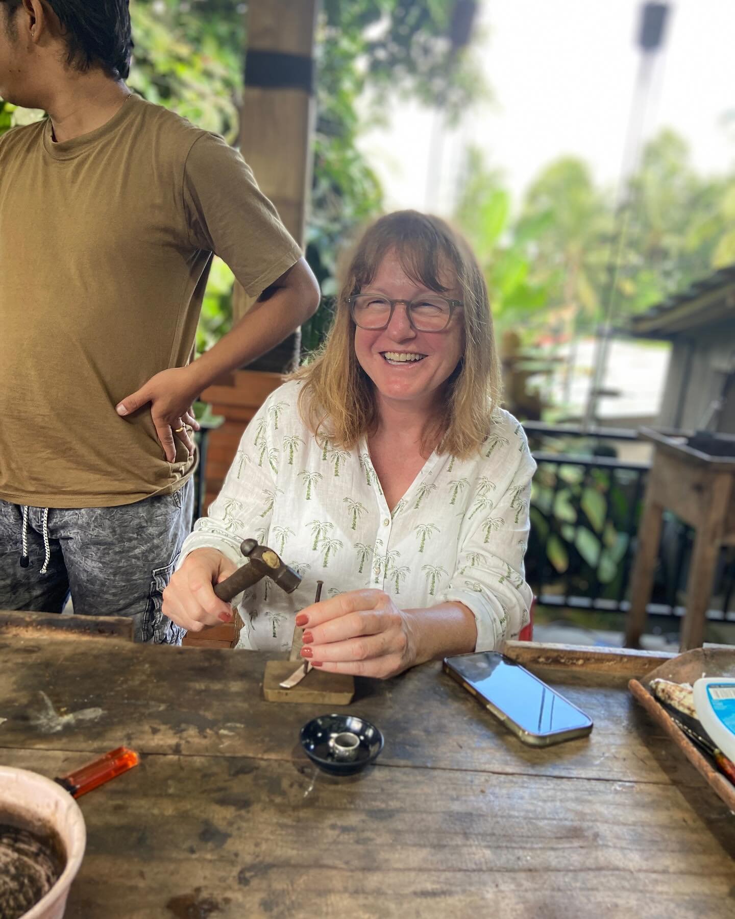 At the last minute we added a Silver Jewelry making class so we surprised the group by telling them when they arrived. We just had a feeling it would be a fun thing to add to the week - and it was! SO MUCH FUN. We got to melt down the silver which fe