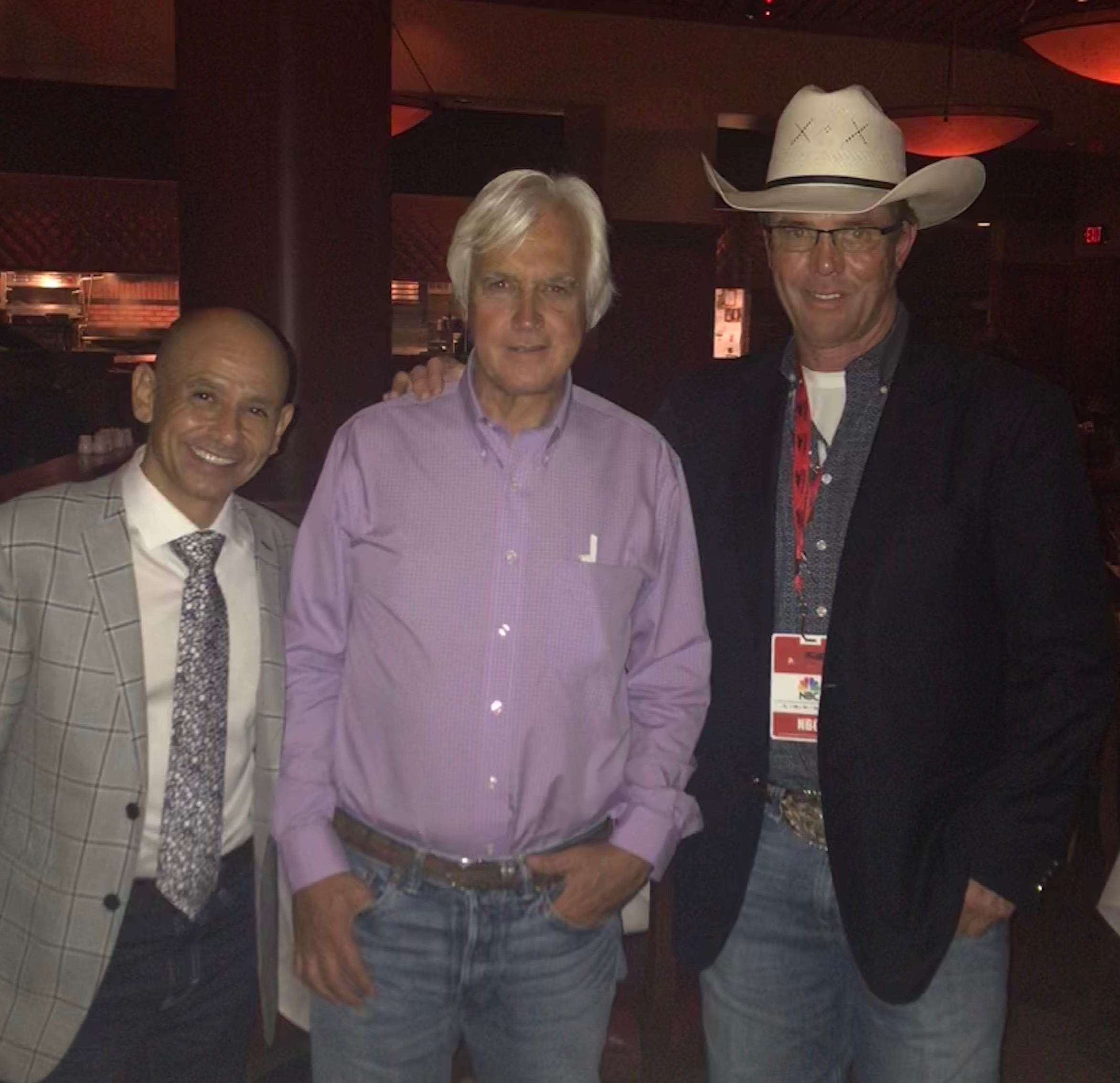 Jockey Mike Smith, Trainer Bob Baffert, and Tuff Hedeman 