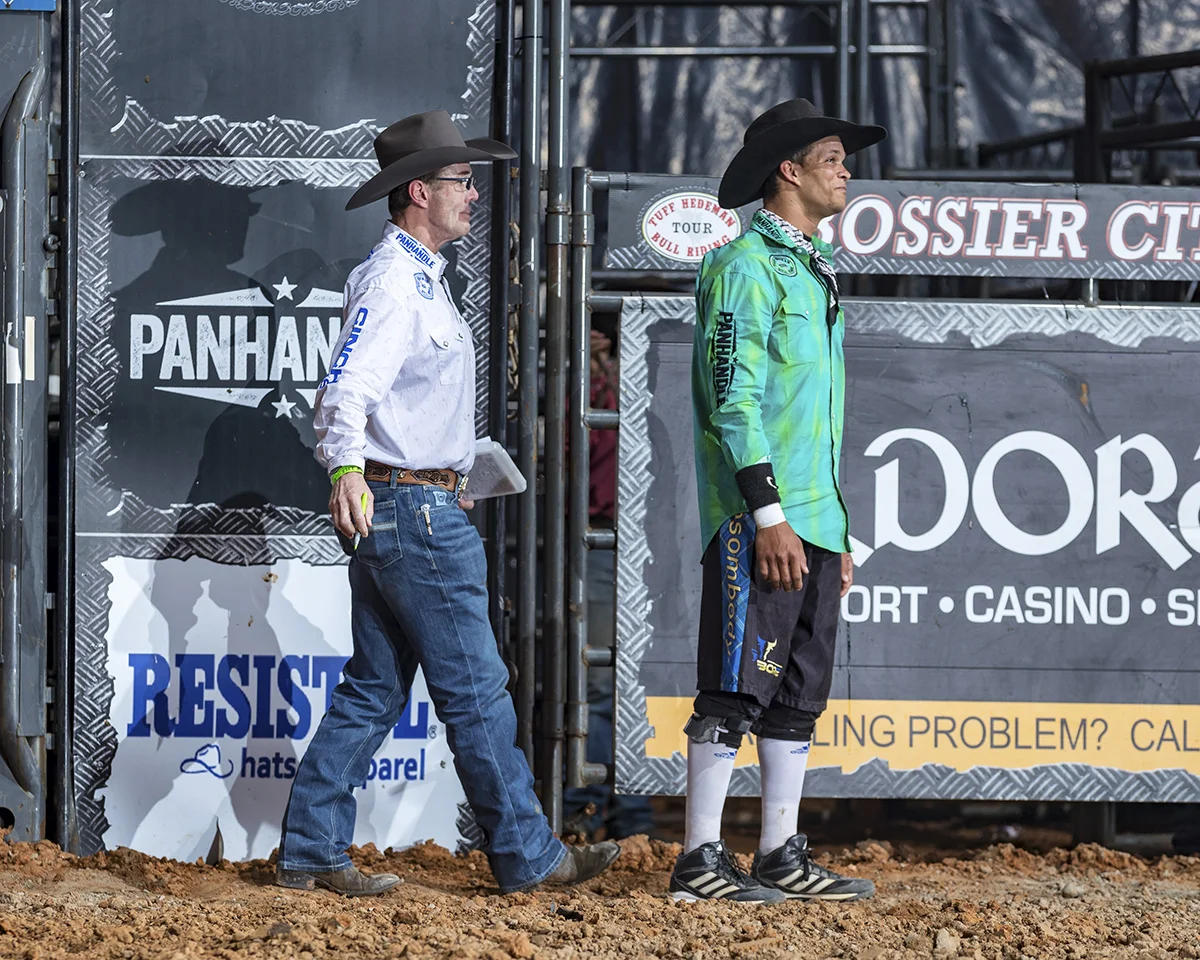 “Tuff will come up from behind and say funny stuff to lighten us up sometimes,” said THBRT bullfighter Bryce Redo.
