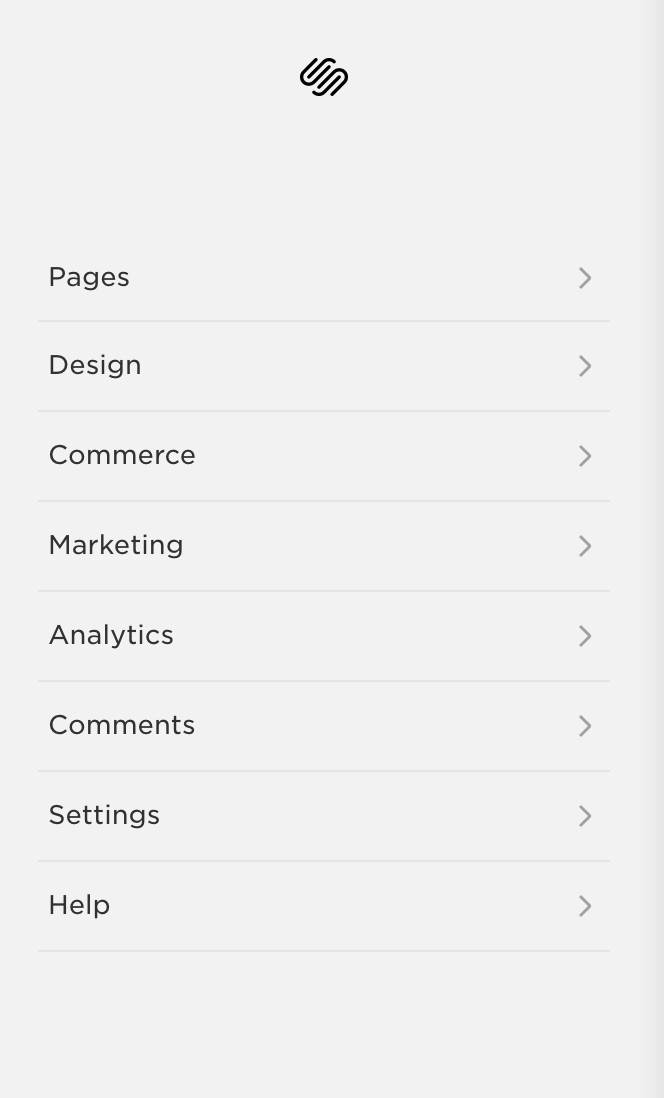 Squarespace Main Menu