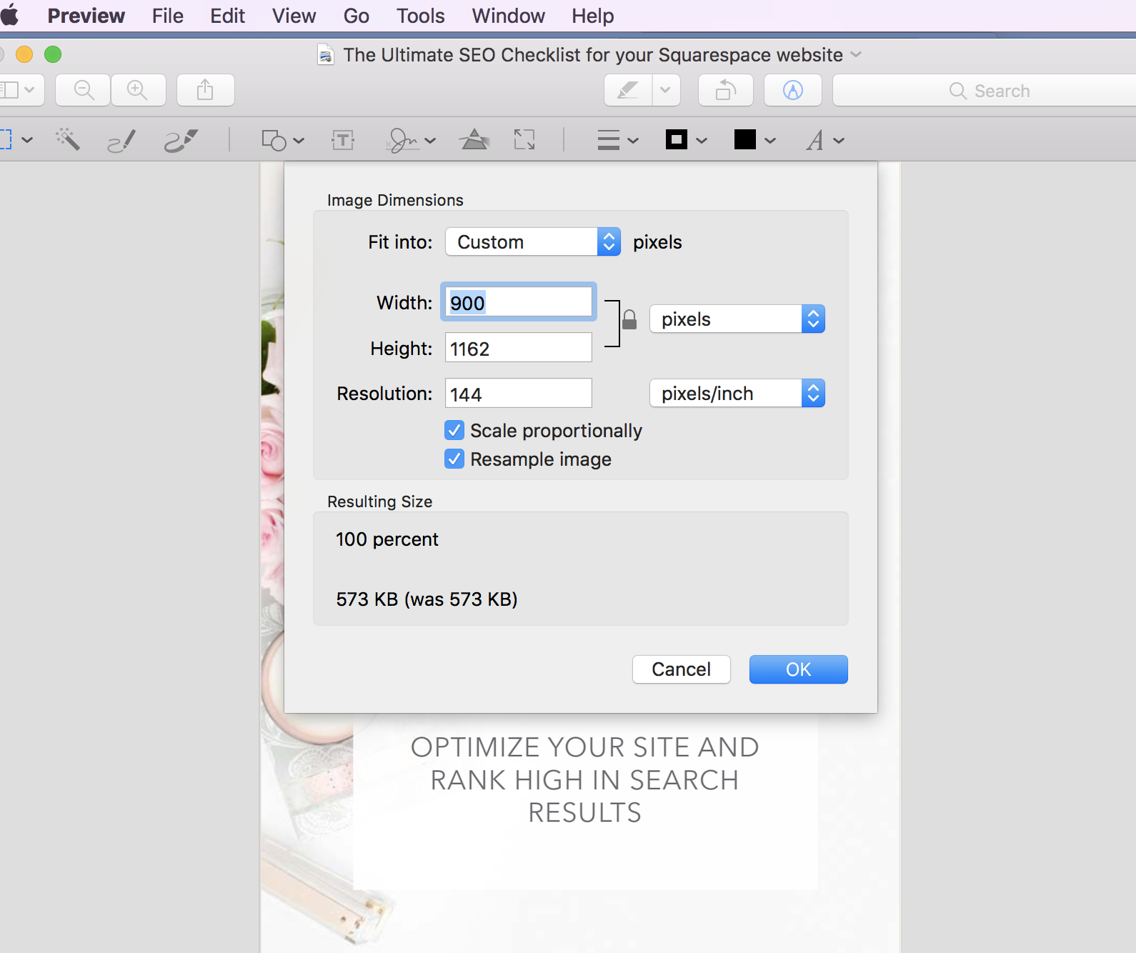 how to reduce images sizes for Mac users