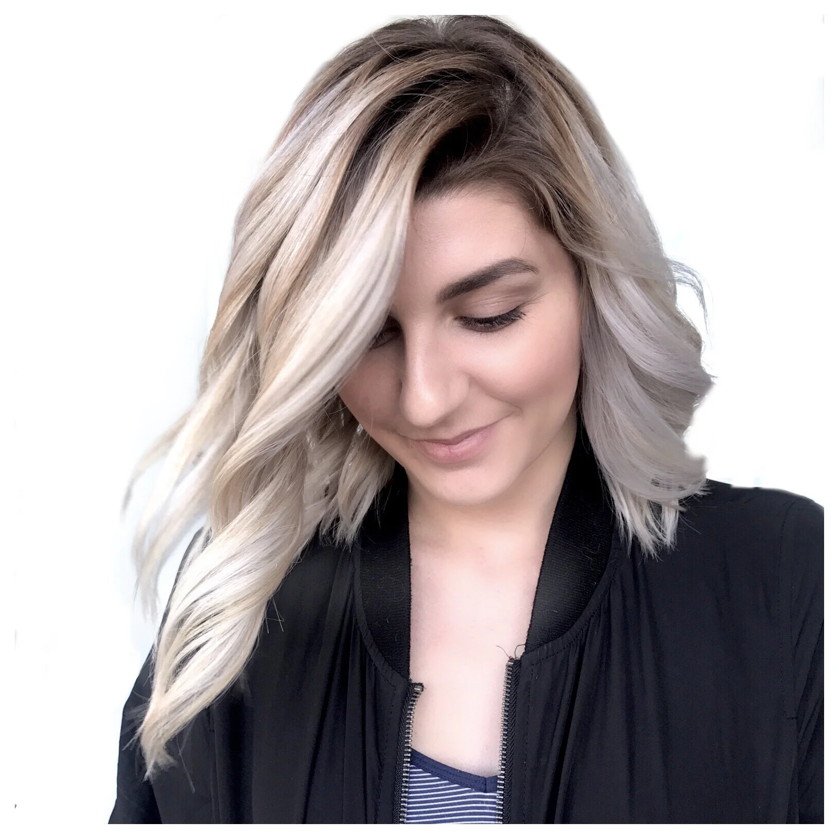 Ash blonde, mid length