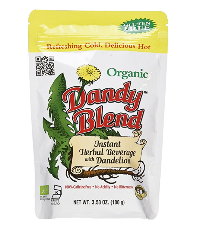 Dandy Tea Blend This is one of my go-to coffee replacements. I like to mix it with Four Sigmatic Chaga , and add a little bit of almond milk. It doesn’t necessarily taste like coffee, but it does have a dark rich flavor that can satisfy a coffee craving if you’re off of caffeine or looking for a hot drink later in the day.