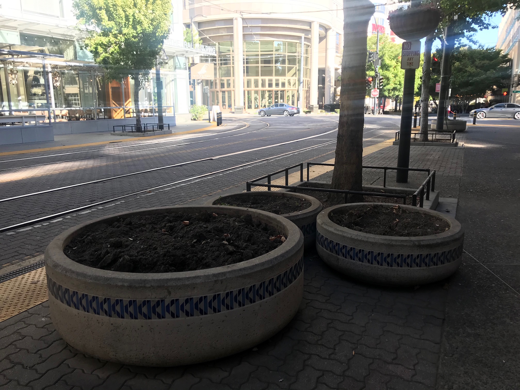Empty planters on K Street