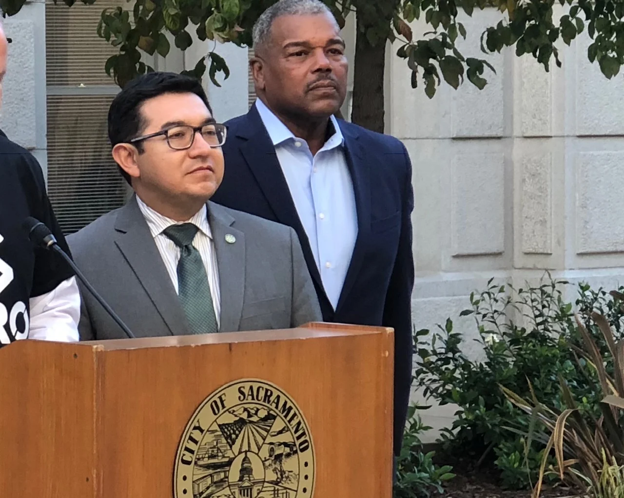 Sacramento Councilmember Eric Guerra (left) with Councilmember Rick Jennings