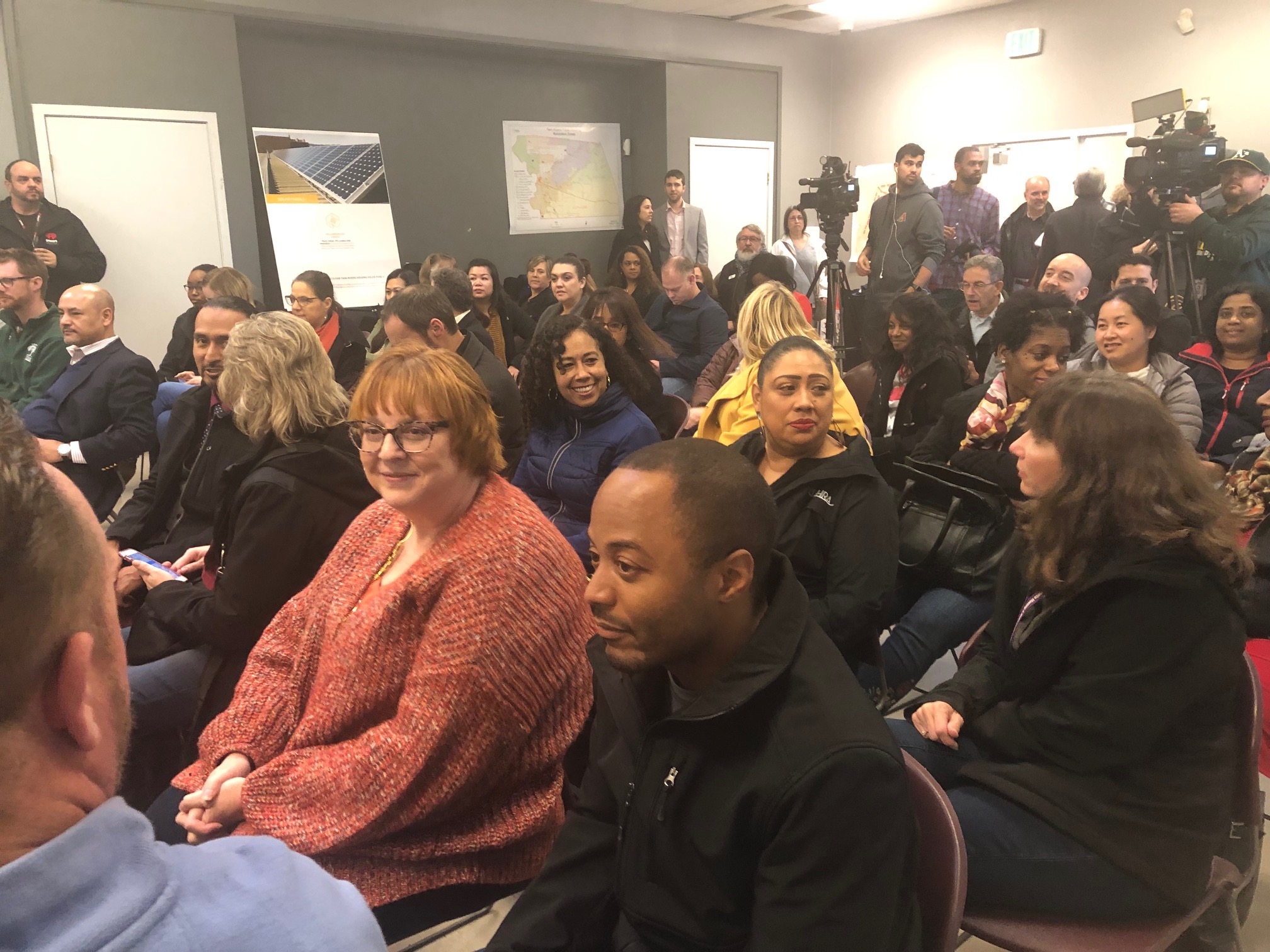 Representatives of groups that partnered with SHRA on its application for Cap and Trade funds fill a press conference on Dec. 21 to announce the $23-million award.