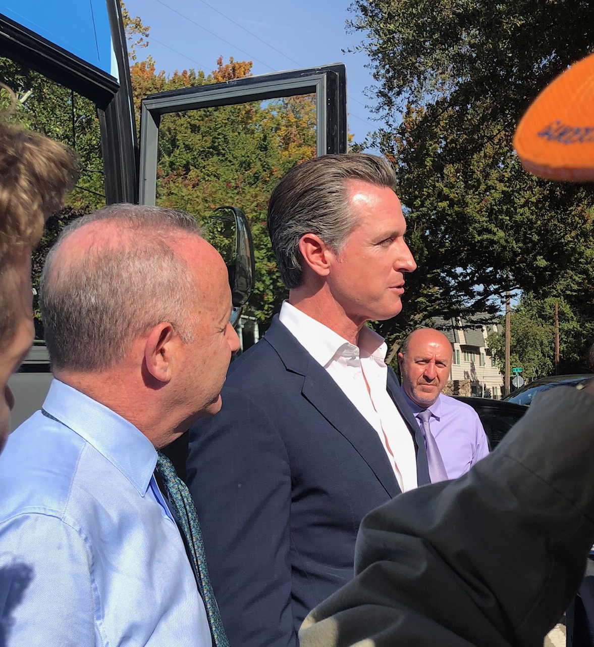 Gov. Gavin Newsom and Mayor Darrell Steinberg visit a Sacramento preschool on Oct. 31.