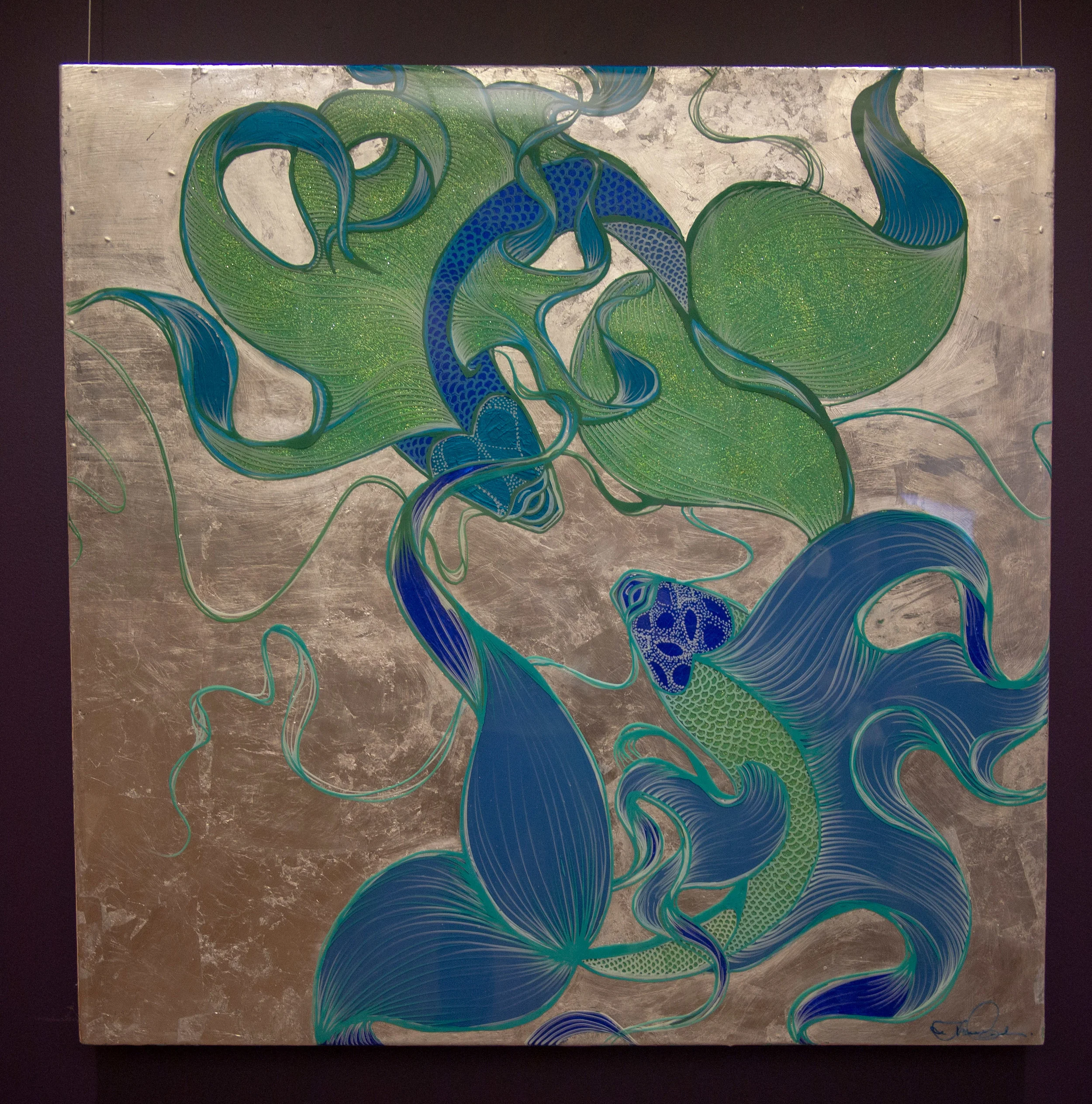Prosperity Through Perseverance - mixed media, glitter metal and resin, 36” x 36”